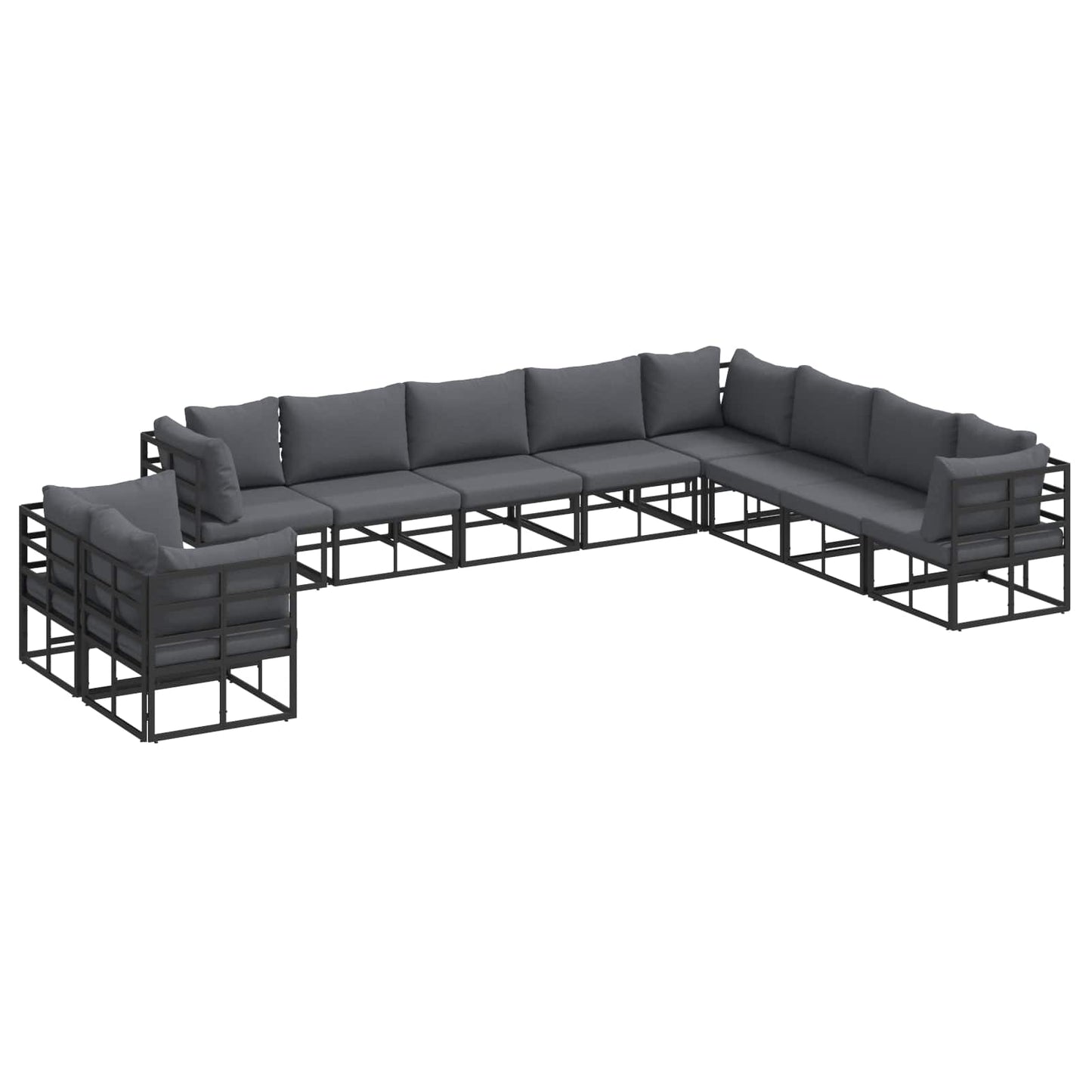 Garden Sofa Set 10 pcs Black Aluminium