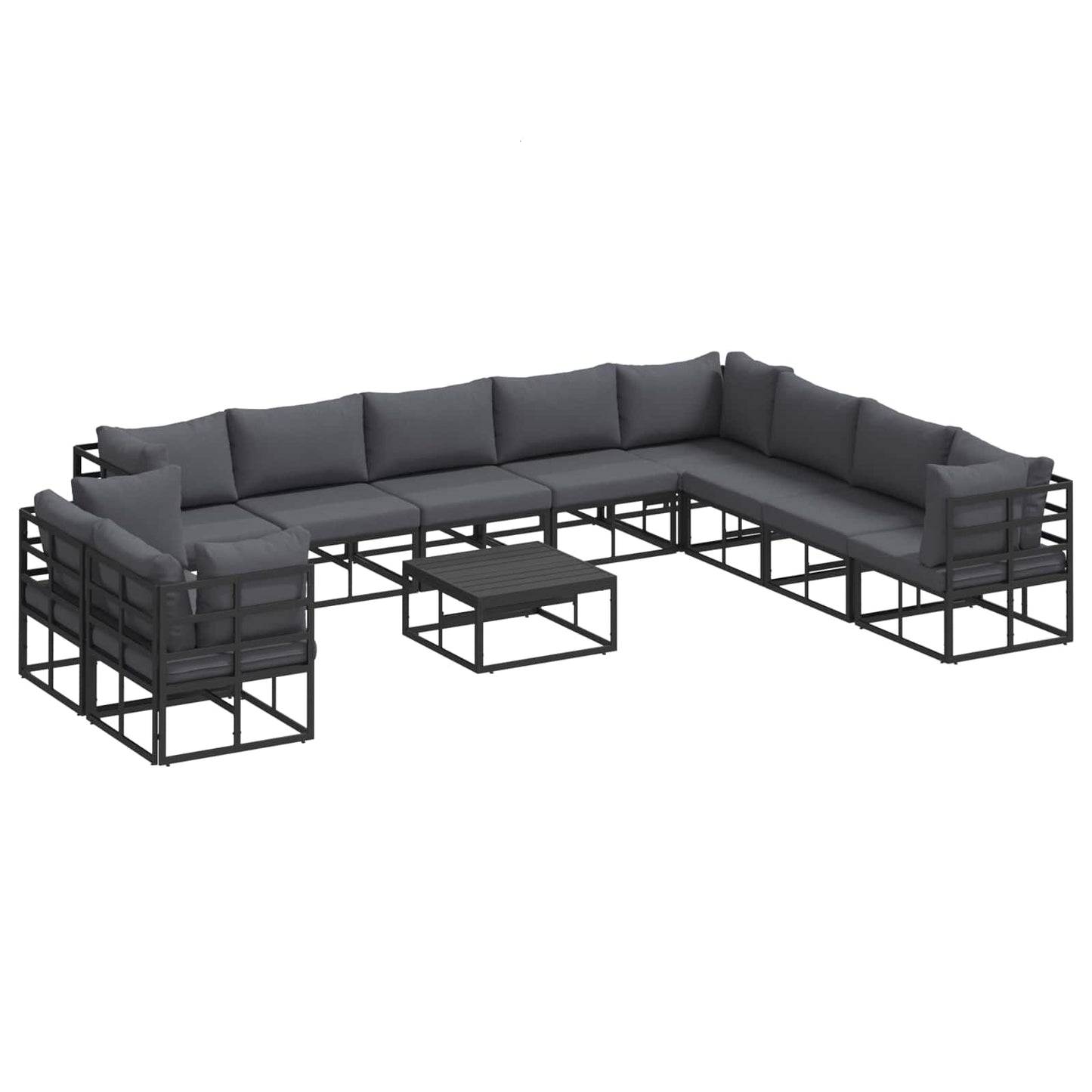 Garden Sofa Set 11 pcs Black Aluminium