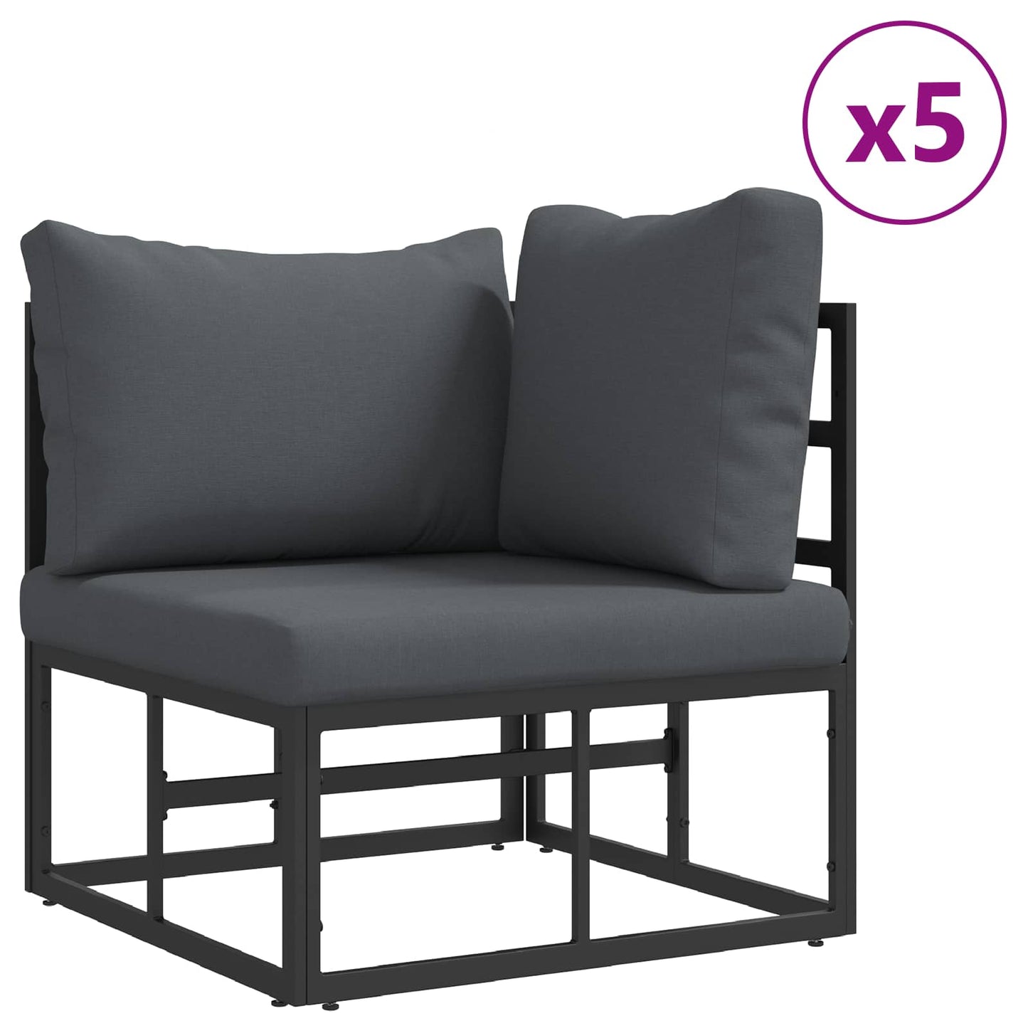 Garden Sofa Set 11 pcs Black Aluminium
