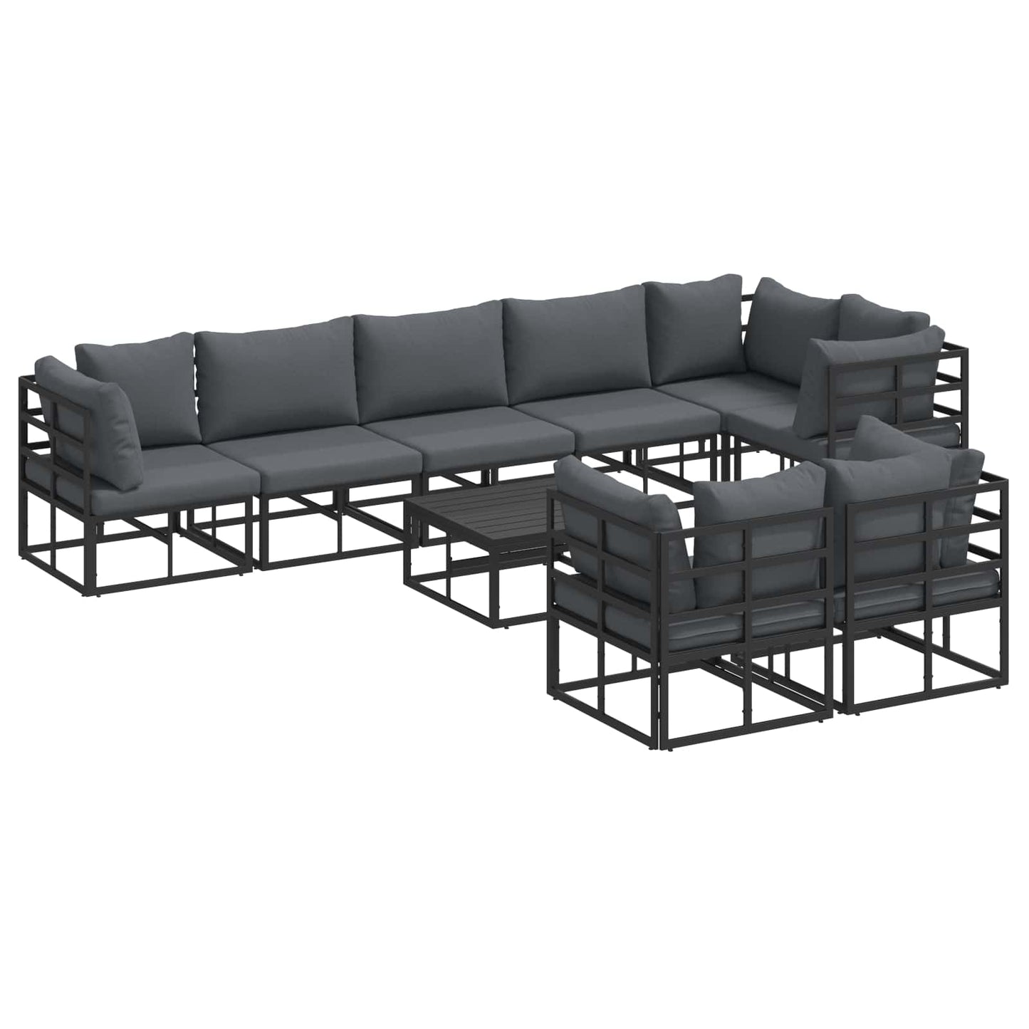Garden Sofa Set 9 pcs Black Aluminium