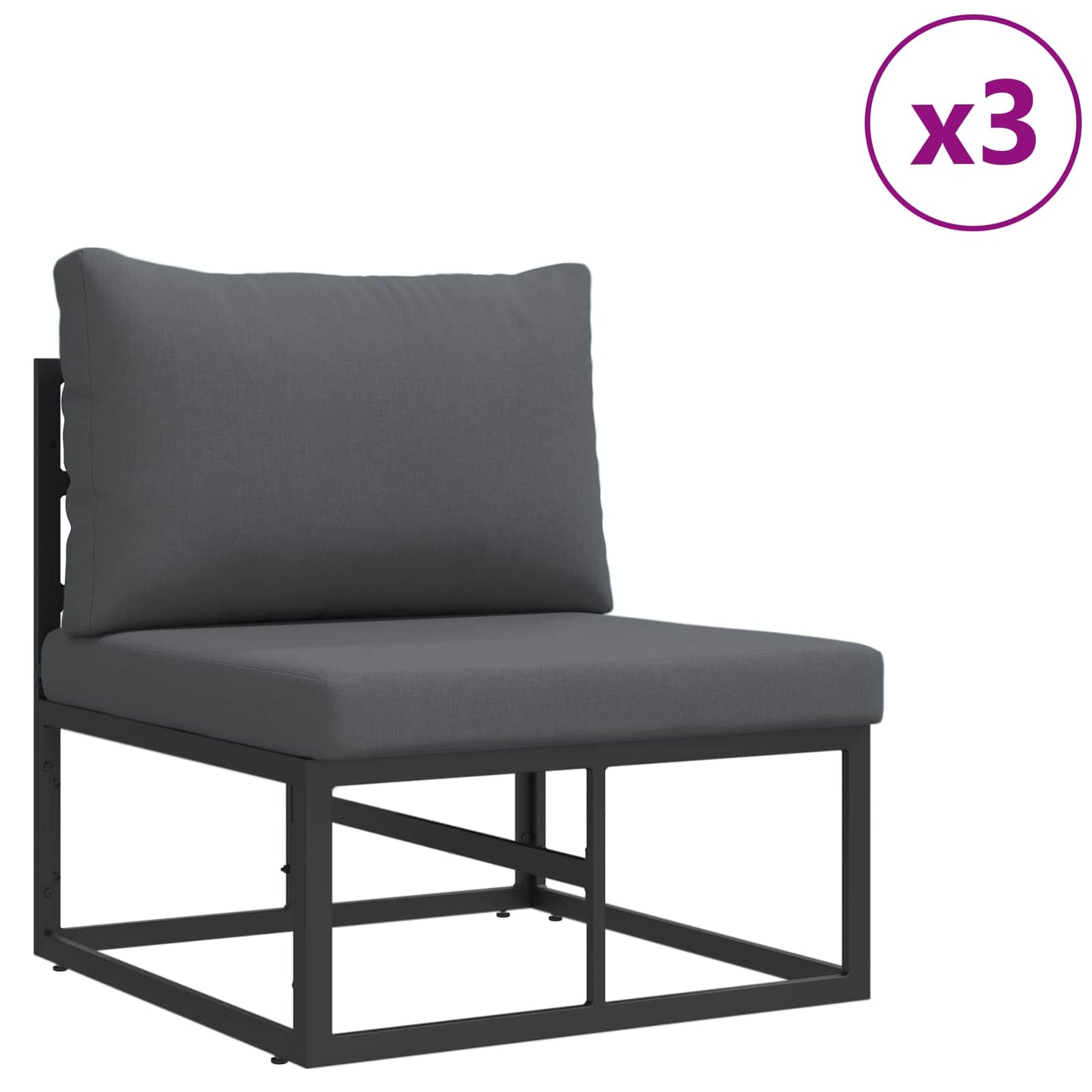 Garden Sofa Set 9 pcs Black Aluminium