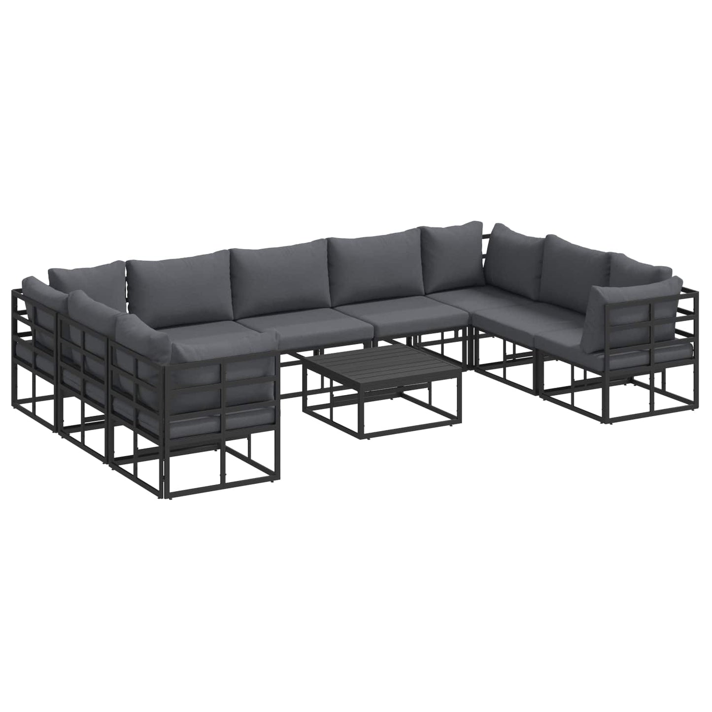 Garden Sofa Set 10 pcs Black Aluminium