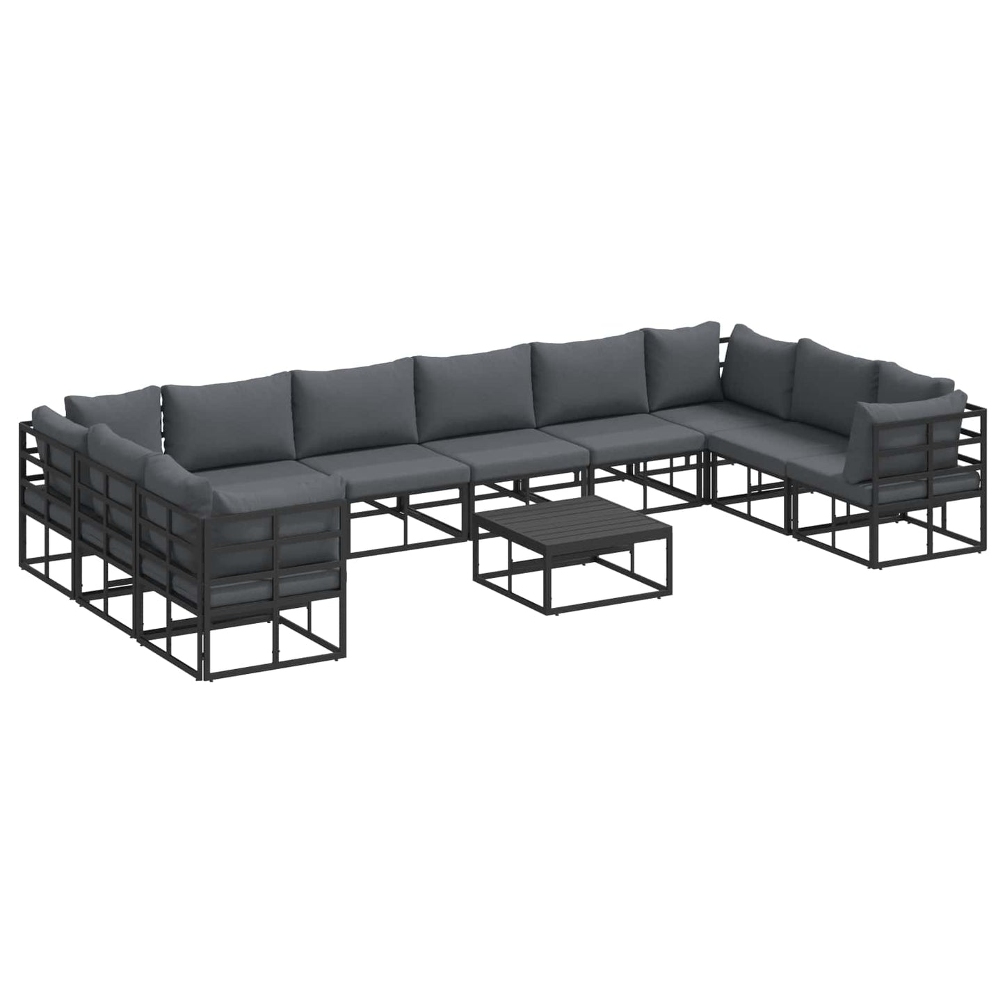 Garden Sofa Set 11 pcs Black Aluminium