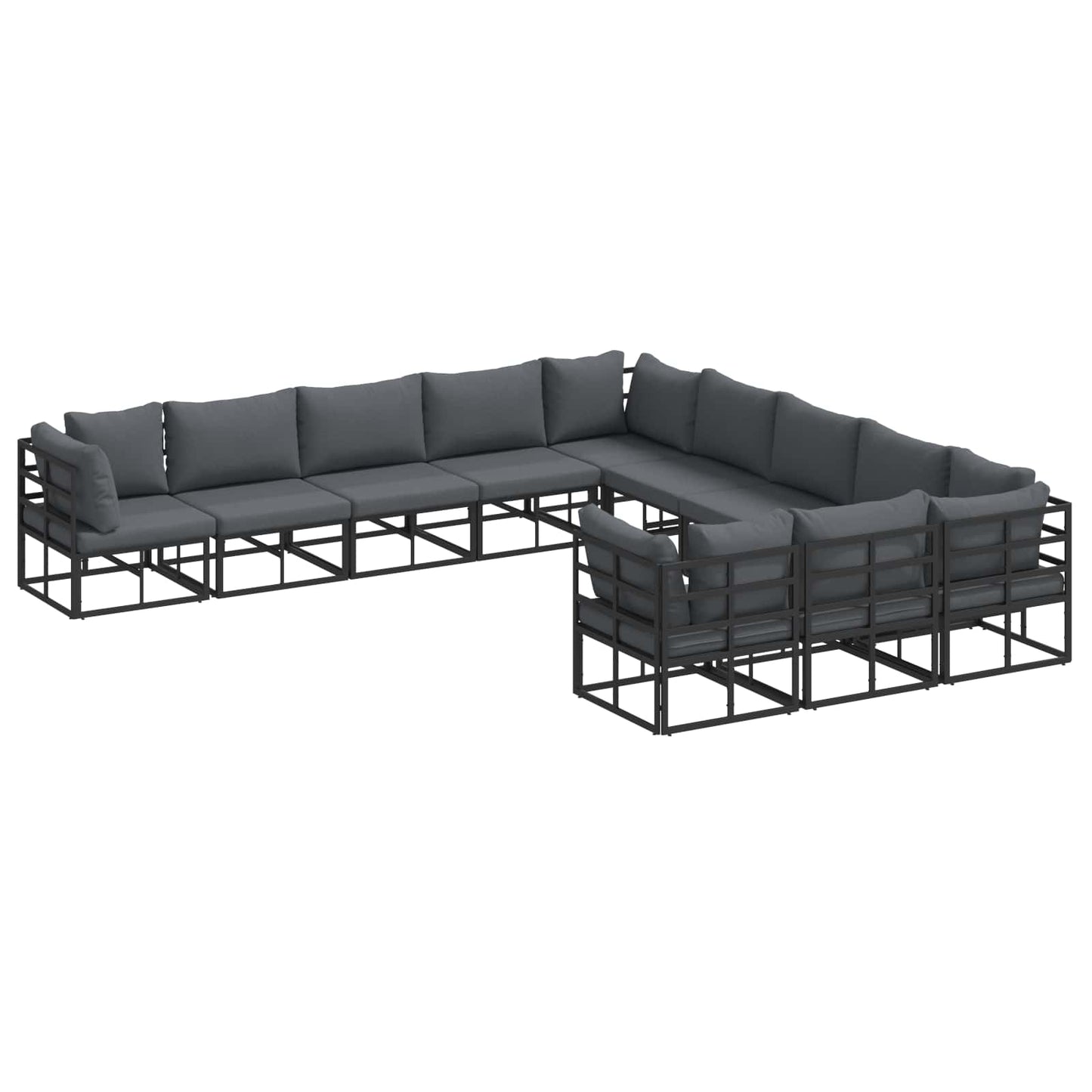 Garden Sofa Set 11 pcs Black Aluminium