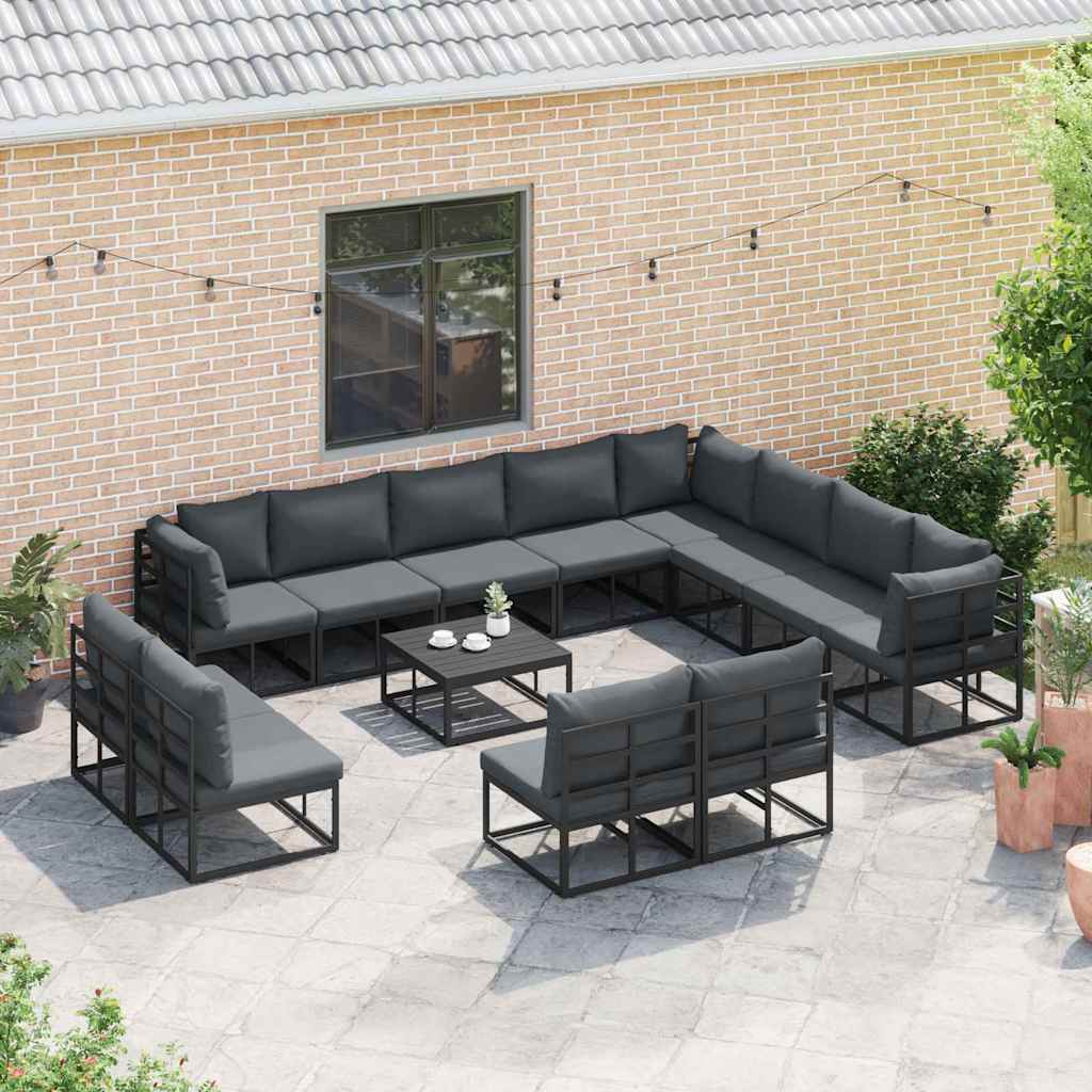 Garden Sofa Set 13 pcs Black Aluminium