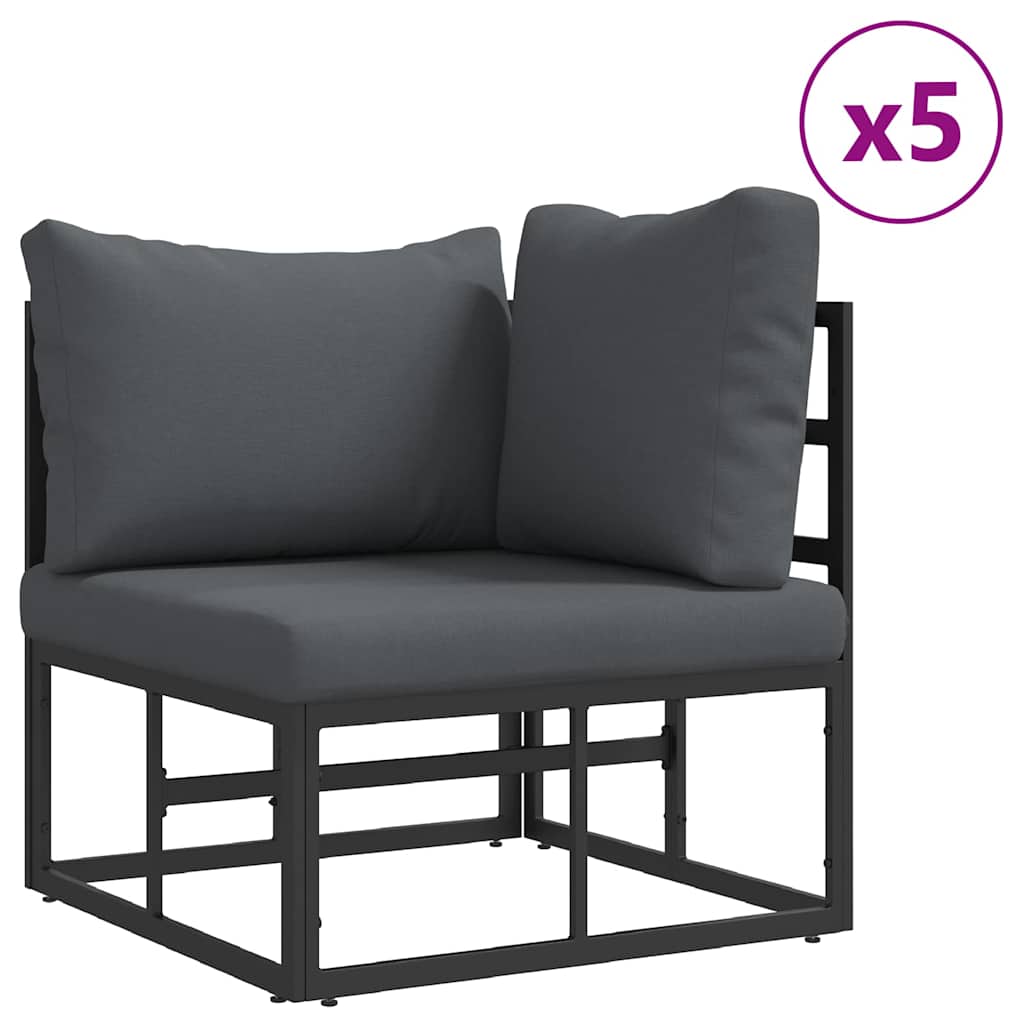 Garden Sofa Set 7 pcs Black Steel