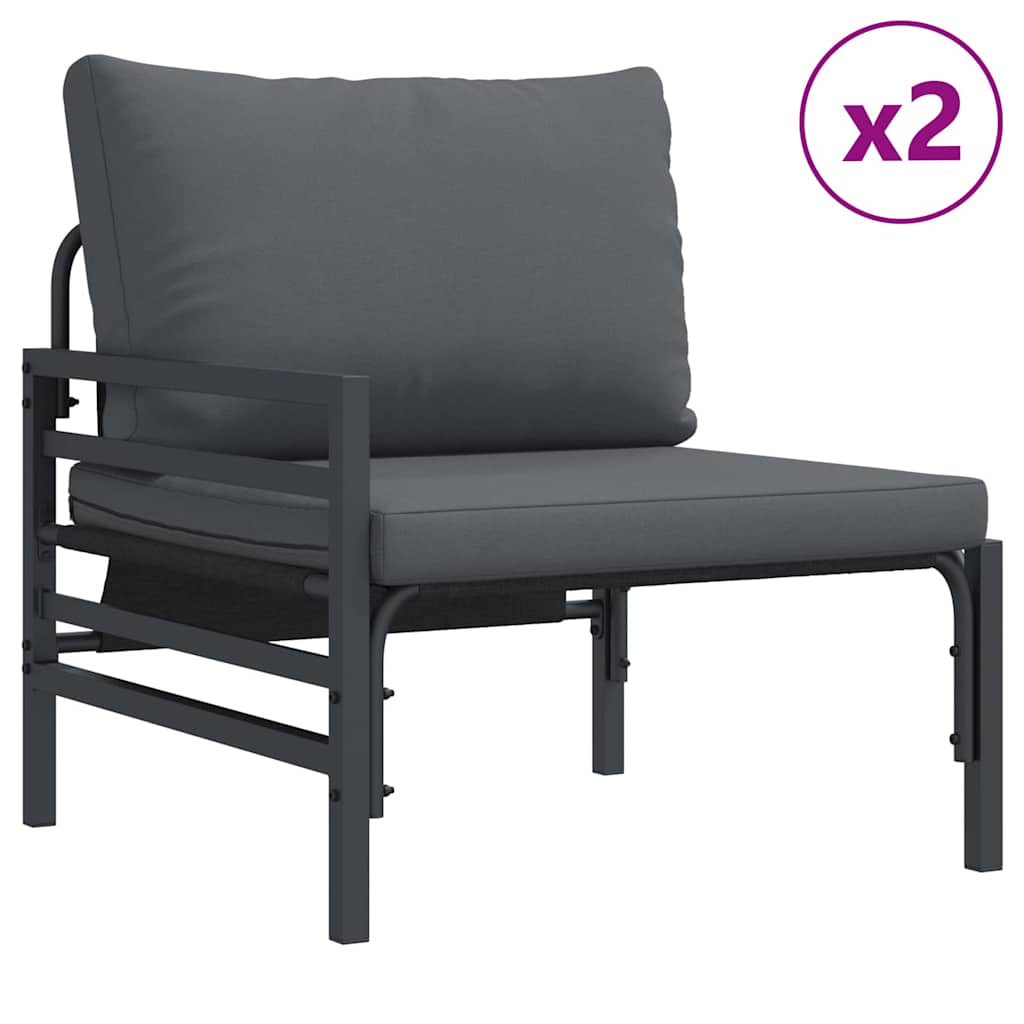 Garden Sofa Set 3 pcs Black Steel