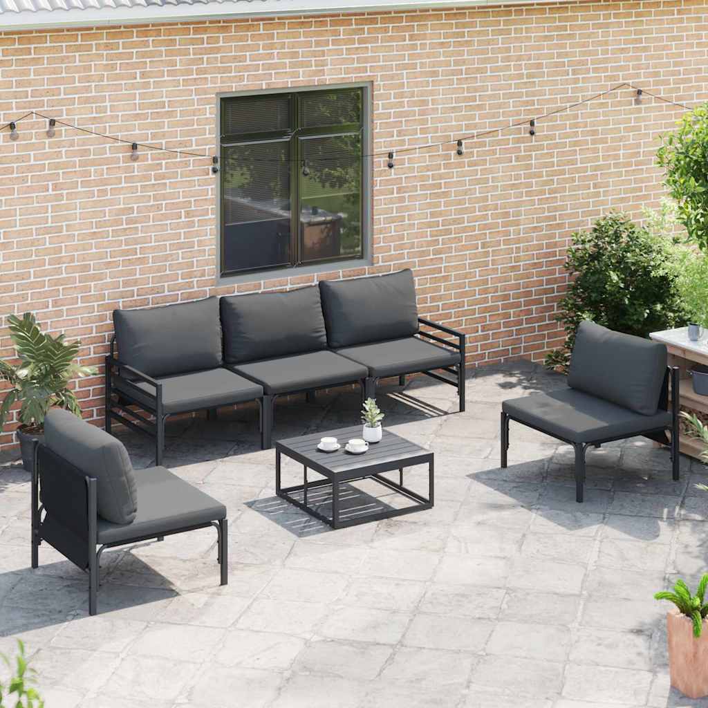 Garden Sofa Set 6 pcs Black Steel