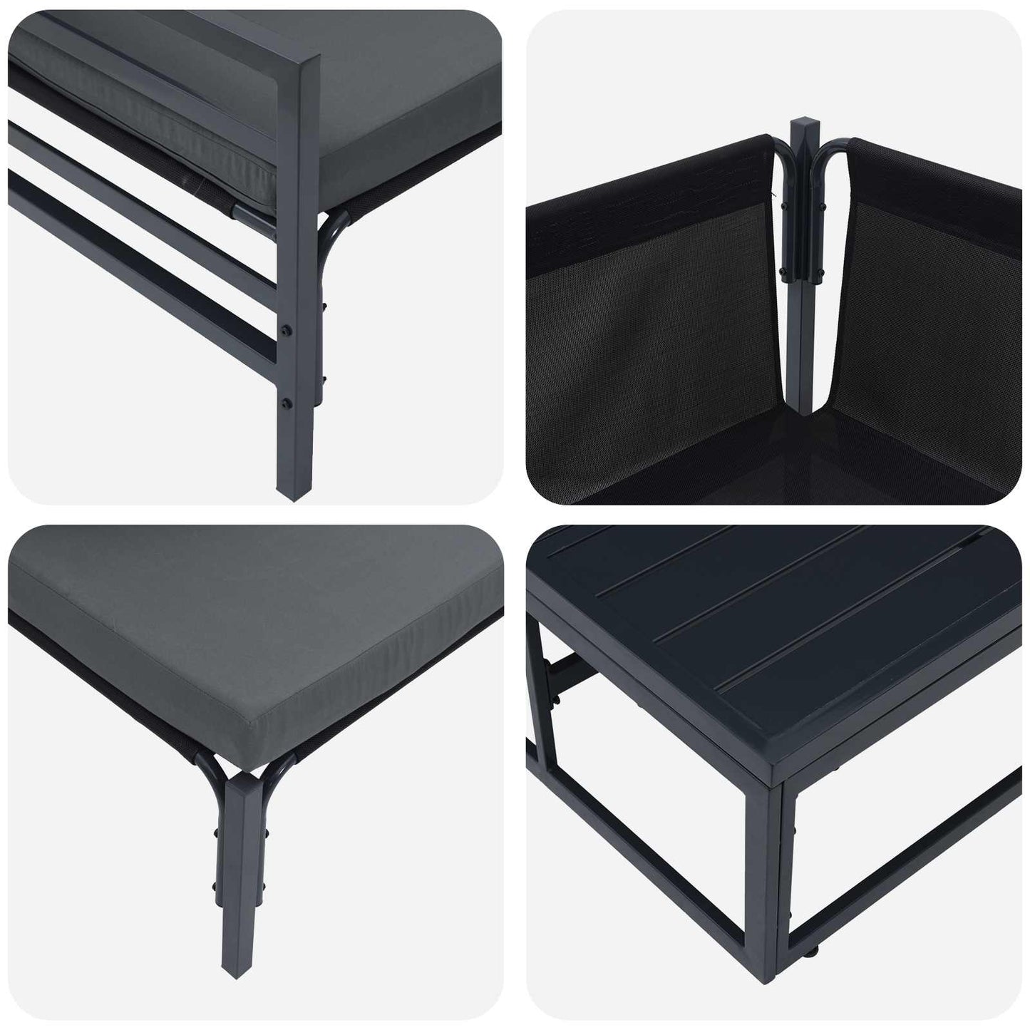 Garden Sofa Set 7 pcs Black Steel