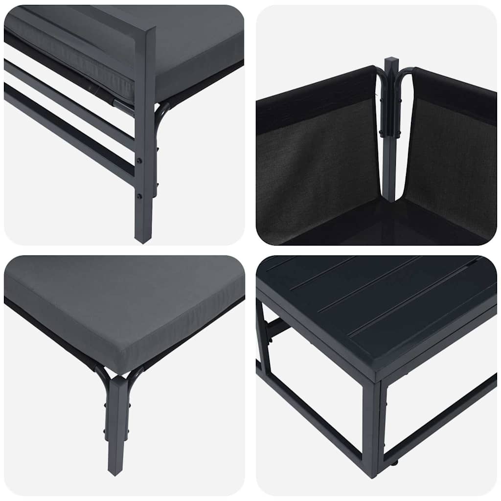 Garden Sofa Set 10 pcs Black Steel