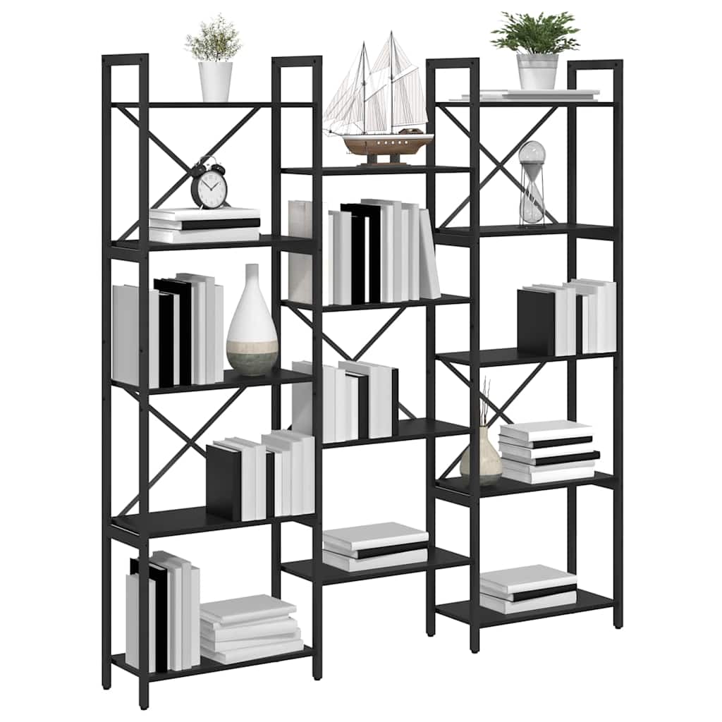 Bookshelf 156 x 25 x 167 cm Engineered Wood Black Oak