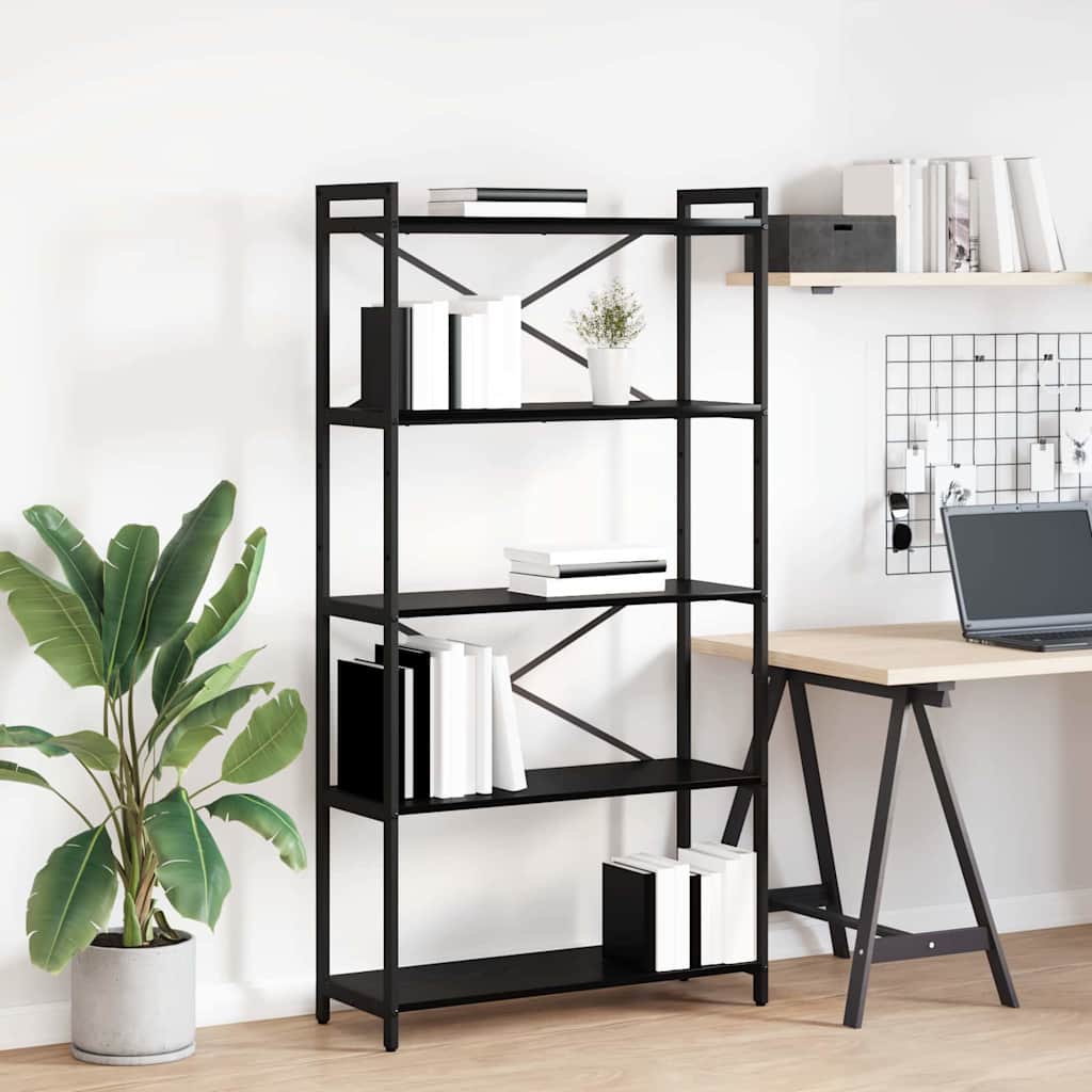 Bookshelf 80 x 30 x 155 cm Engineered Wood Black Oak