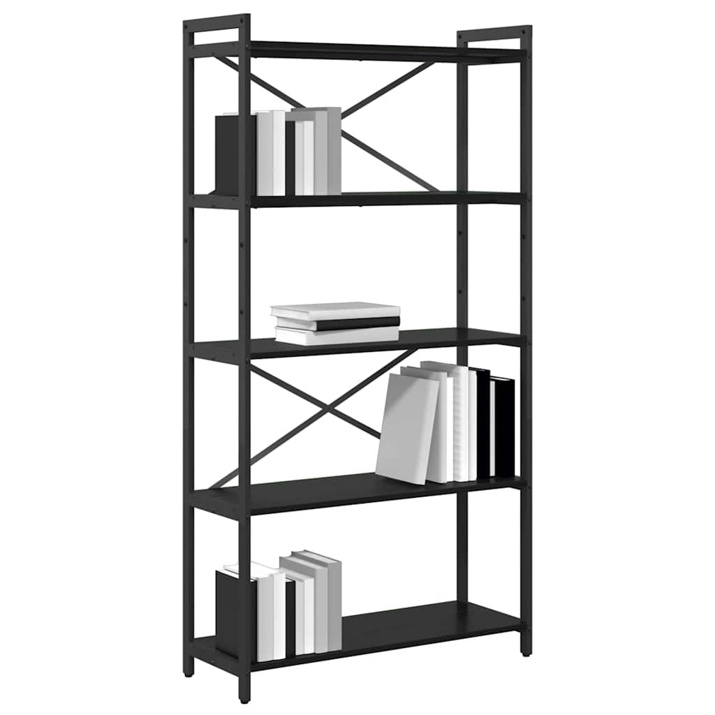 Bookshelf 80 x 30 x 155 cm Engineered Wood Black Oak