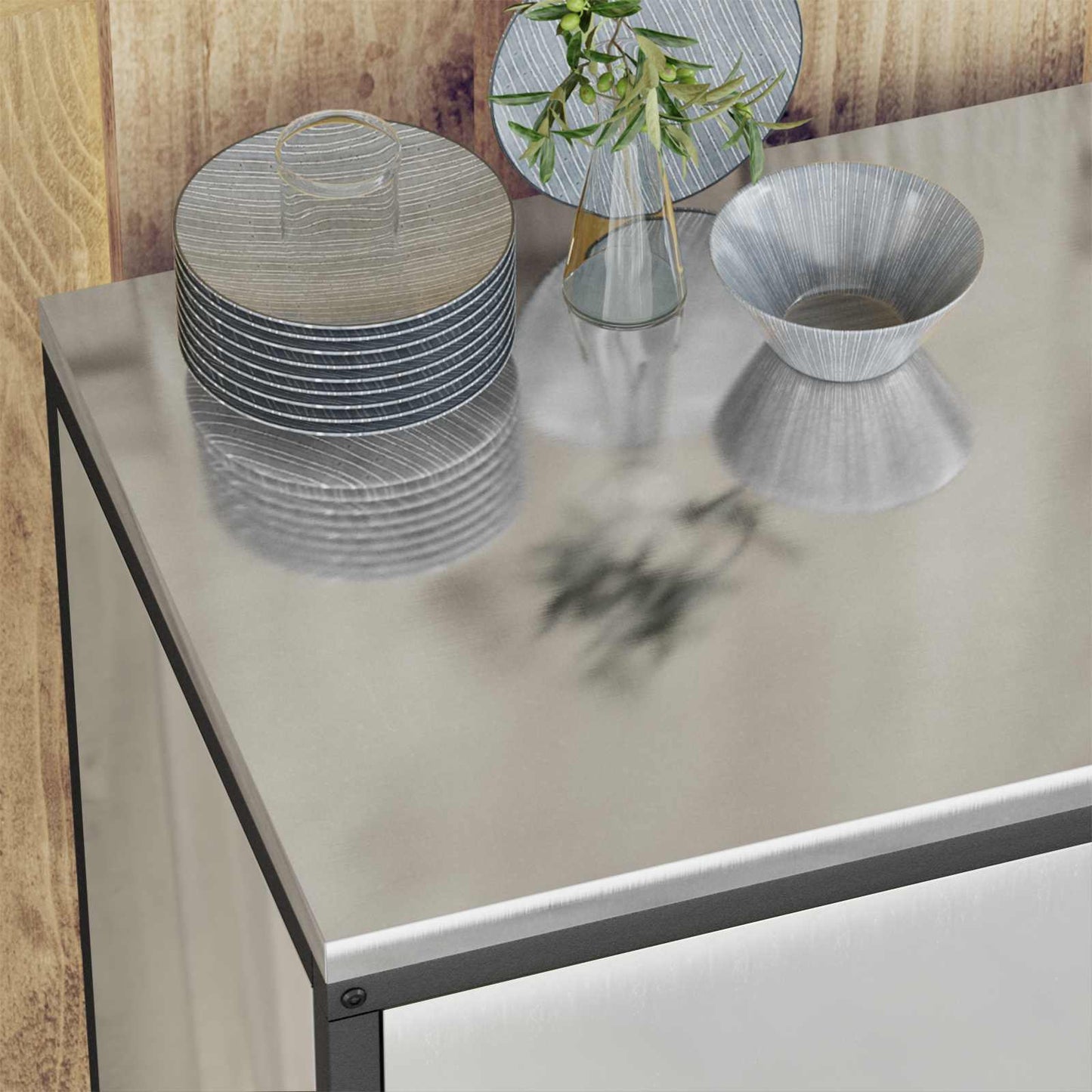 Kitchen Storage Cabinet HATTEM Silver 60 x 50 x 92 cm Steel