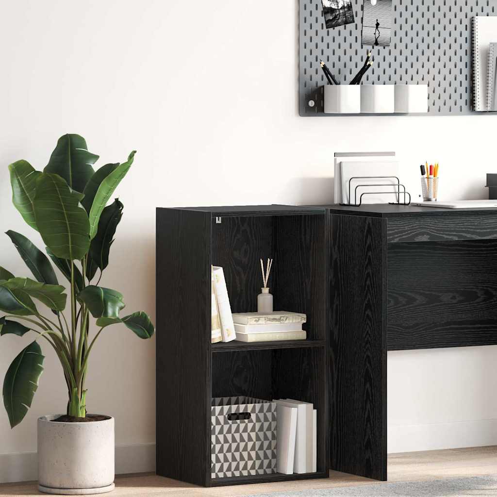 Bookshelf 2-Tier 40 x 30 x 77 cm Engineered Wood Black Oak