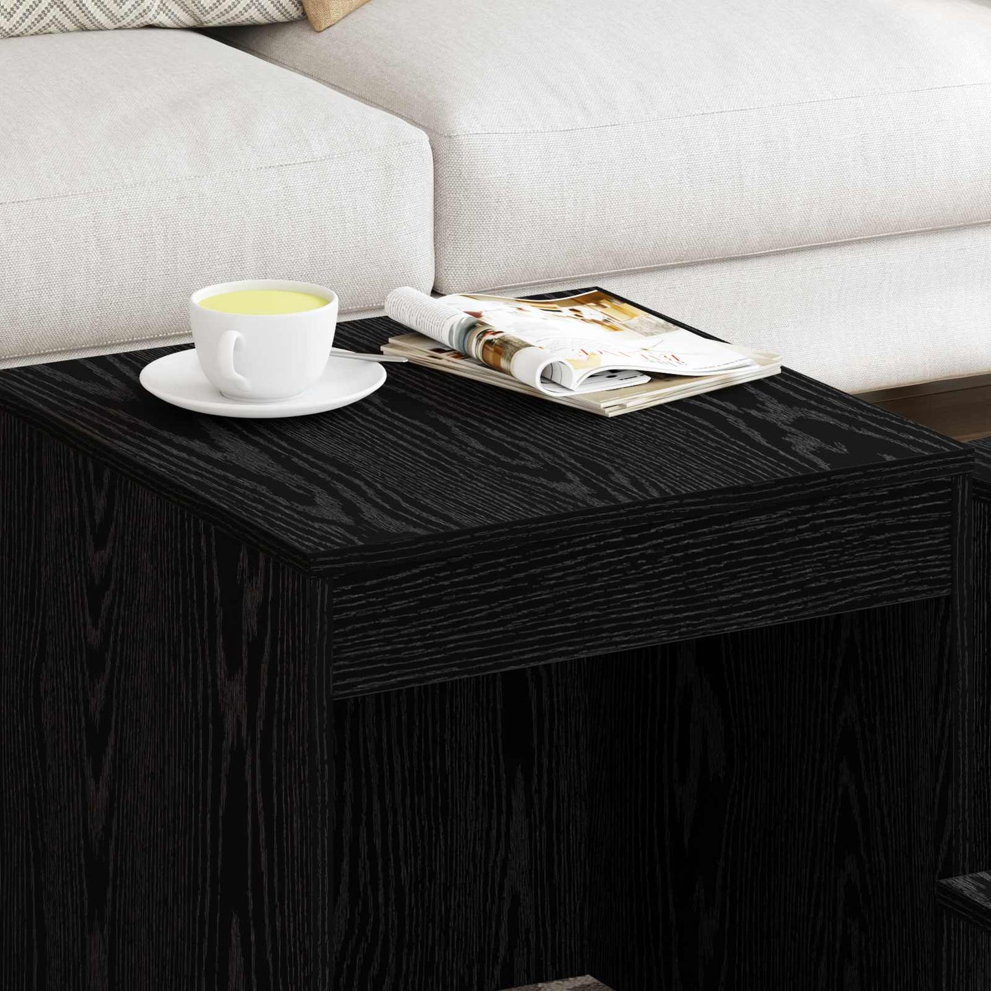 Coffee Table 3 pcs Black Oak 45 x 45 x 45 cm Engineered Wood