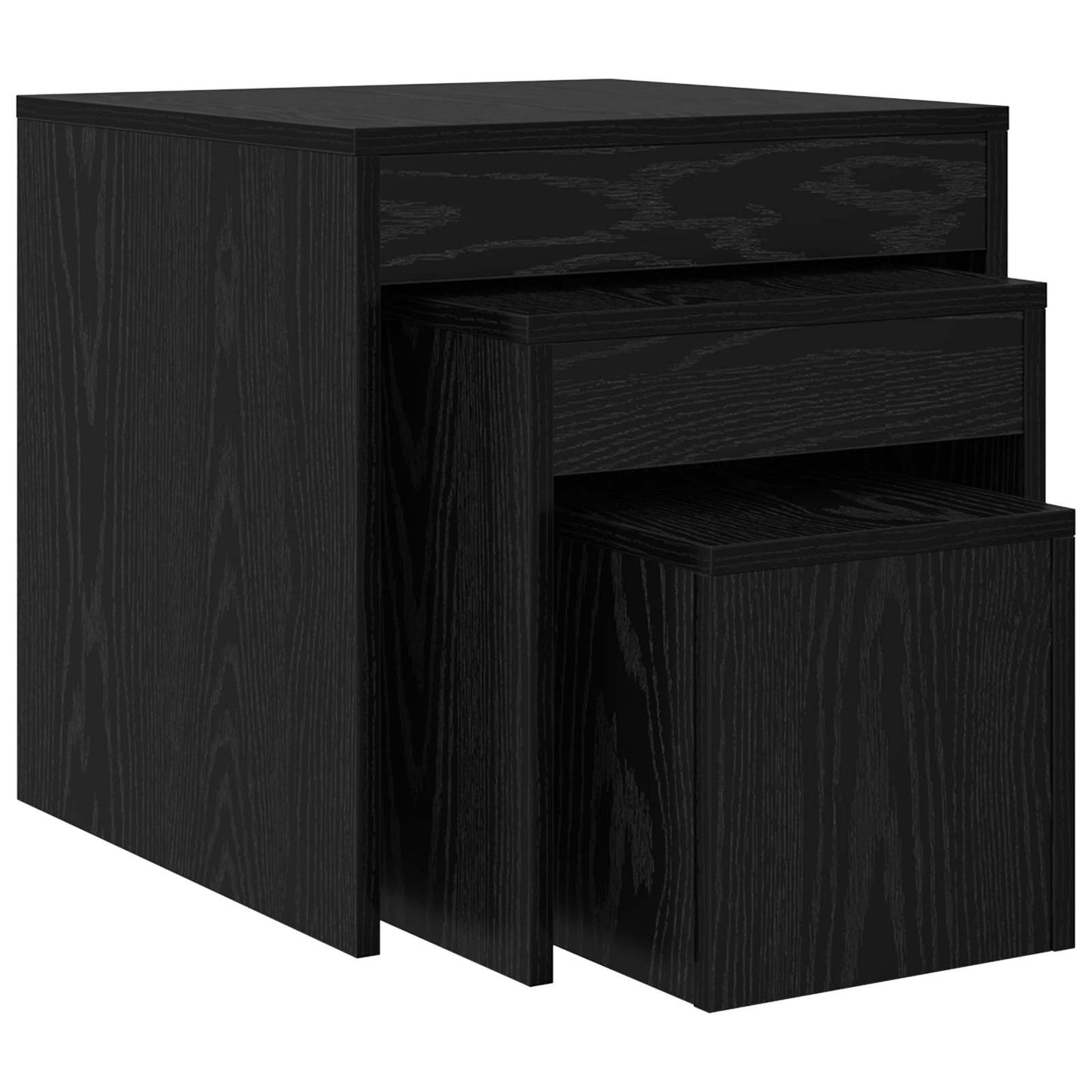Coffee Table 3 pcs Black Oak 45 x 45 x 45 cm Engineered Wood