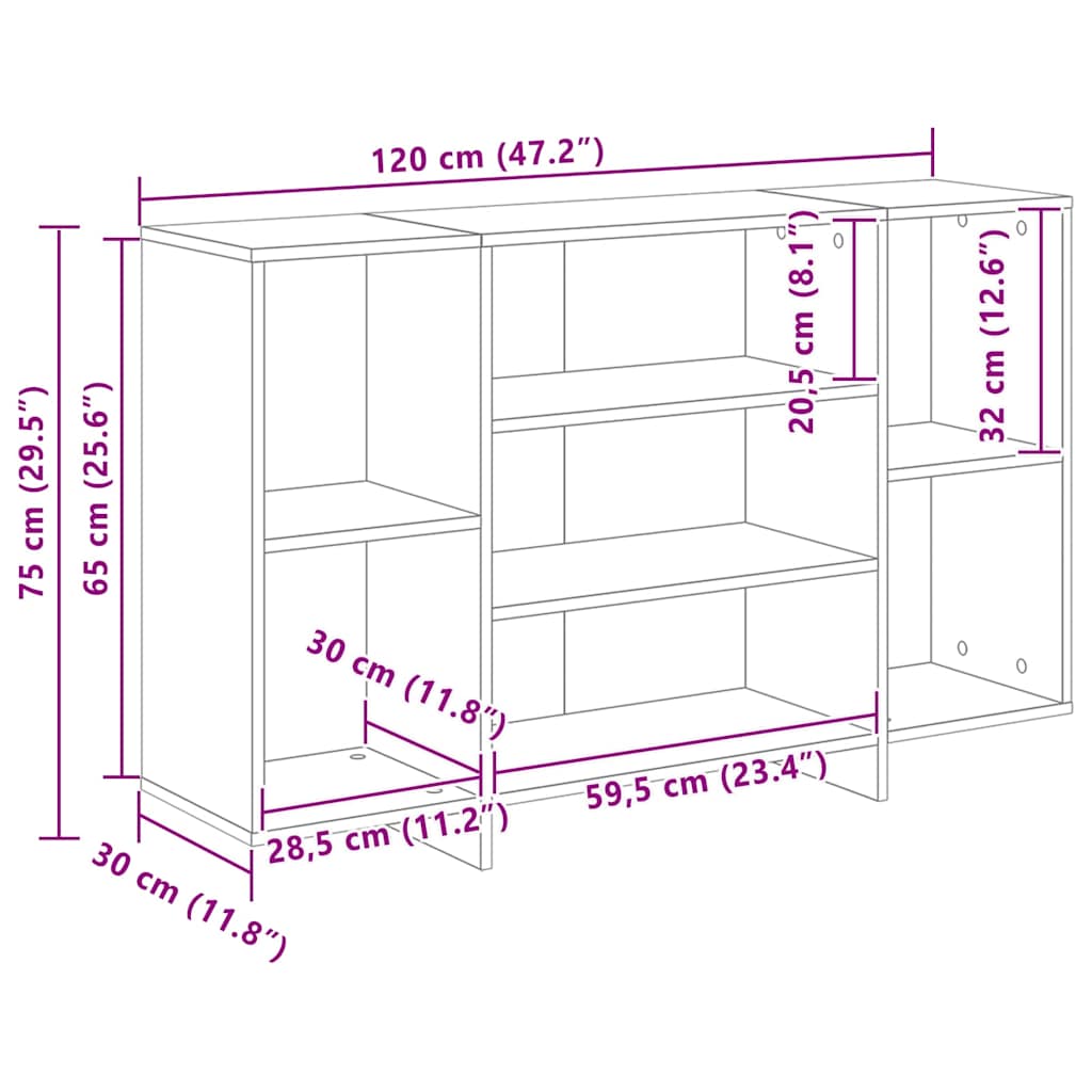 Sideboard Artisan Oak 120 x 30 x 75 cm Engineered Wood