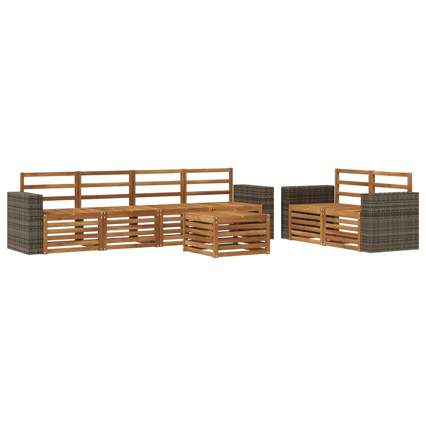 Outdoor Sofa Set 7 pcs Natural Solid Acacia Wood