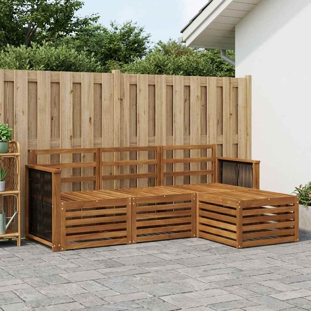 Outdoor Sofa Set 4 pcs 4-Seaters Natural Solid Acacia Wood