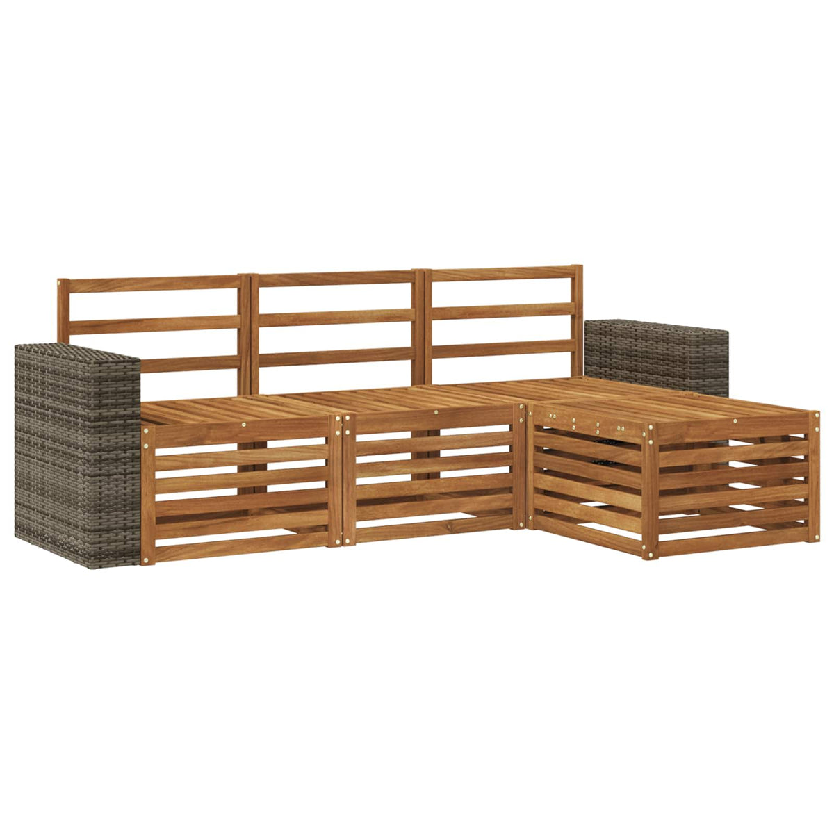 Outdoor Sofa Set 4 pcs 4-Seaters Natural Solid Acacia Wood