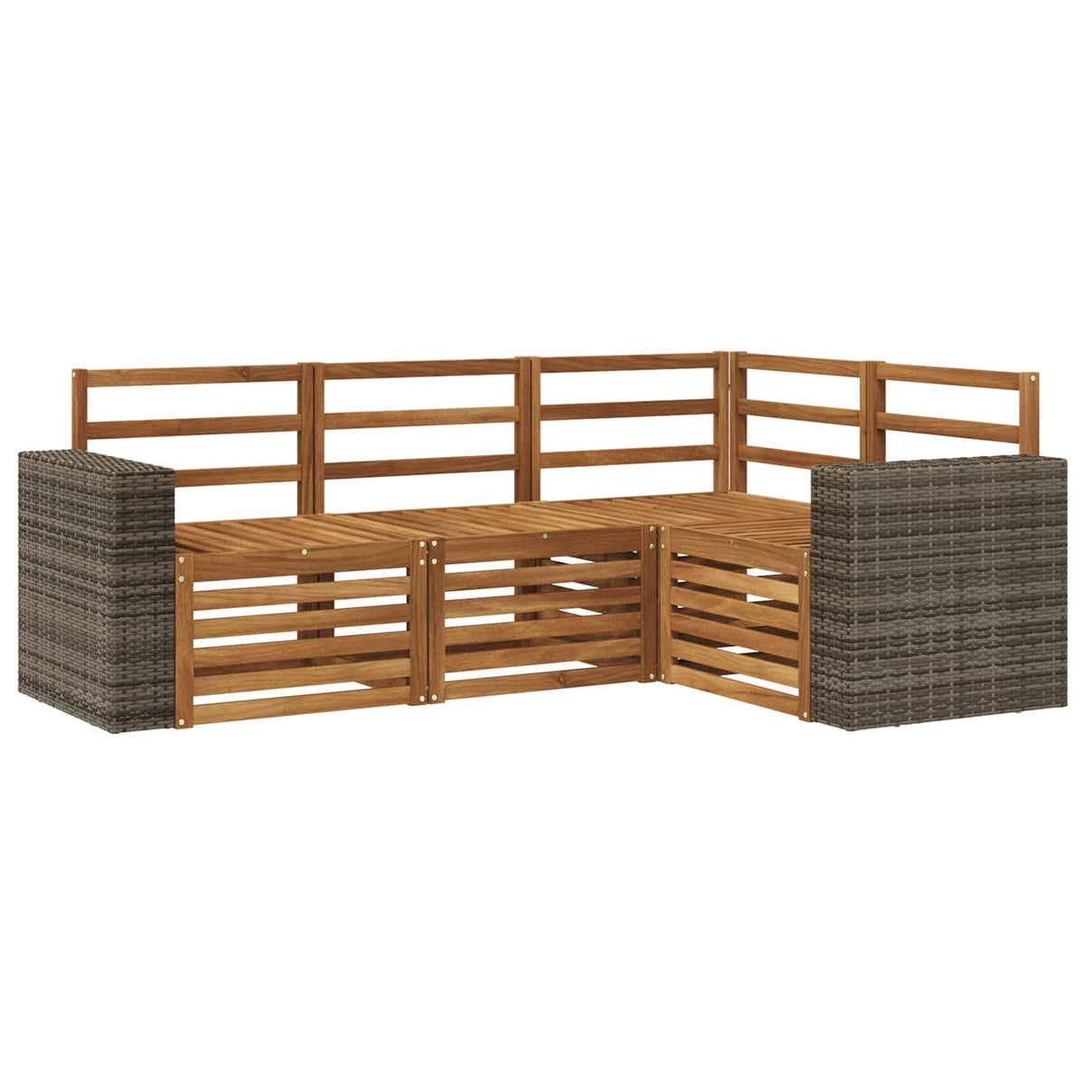 Outdoor Sofa Set 4 pcs 4-Seaters Natural Solid Acacia Wood
