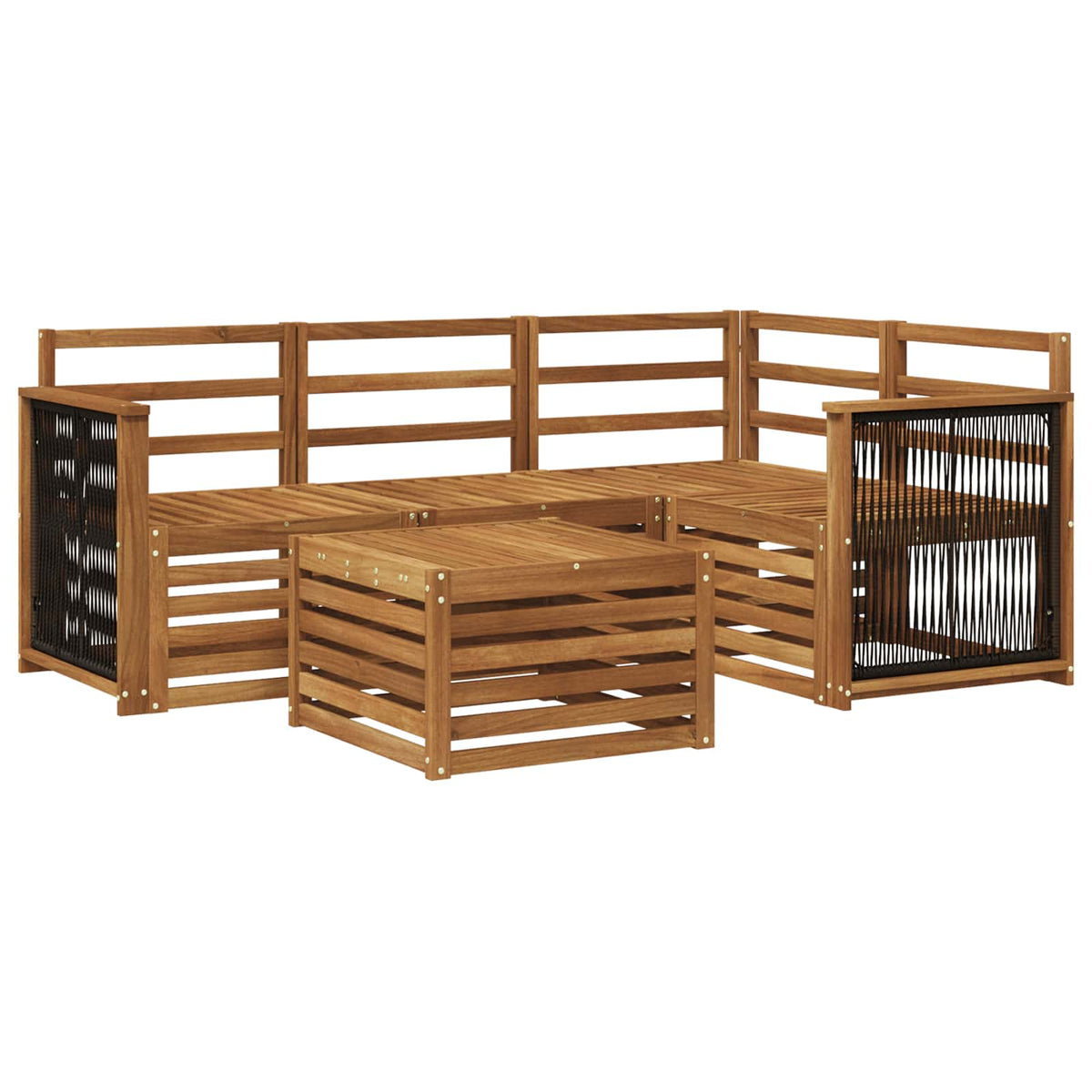 Outdoor Sofa Set 5 pcs 4-Seaters Natural Solid Acacia Wood