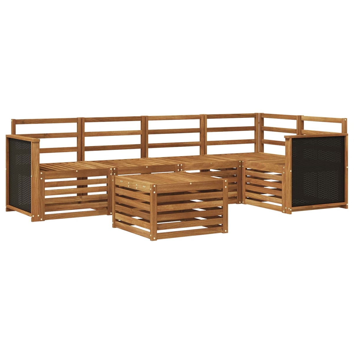 Outdoor Sofa Set 6 pcs 5-Seaters Natural Solid Acacia Wood
