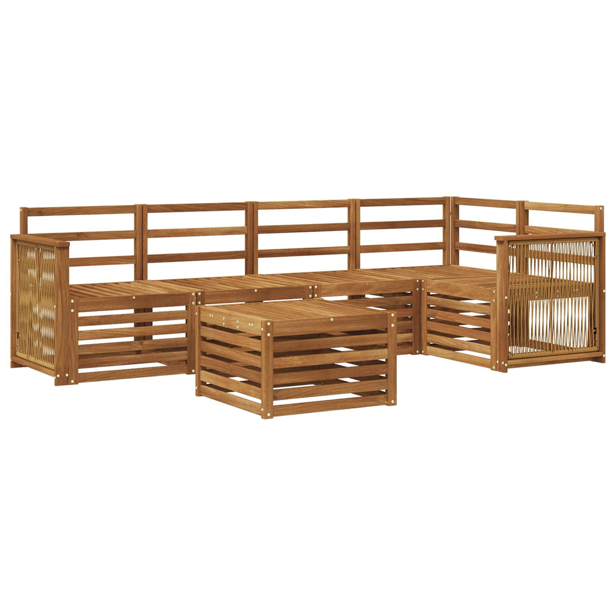 Outdoor Sofa Set 6 pcs 5-Seaters Natural Solid Acacia Wood