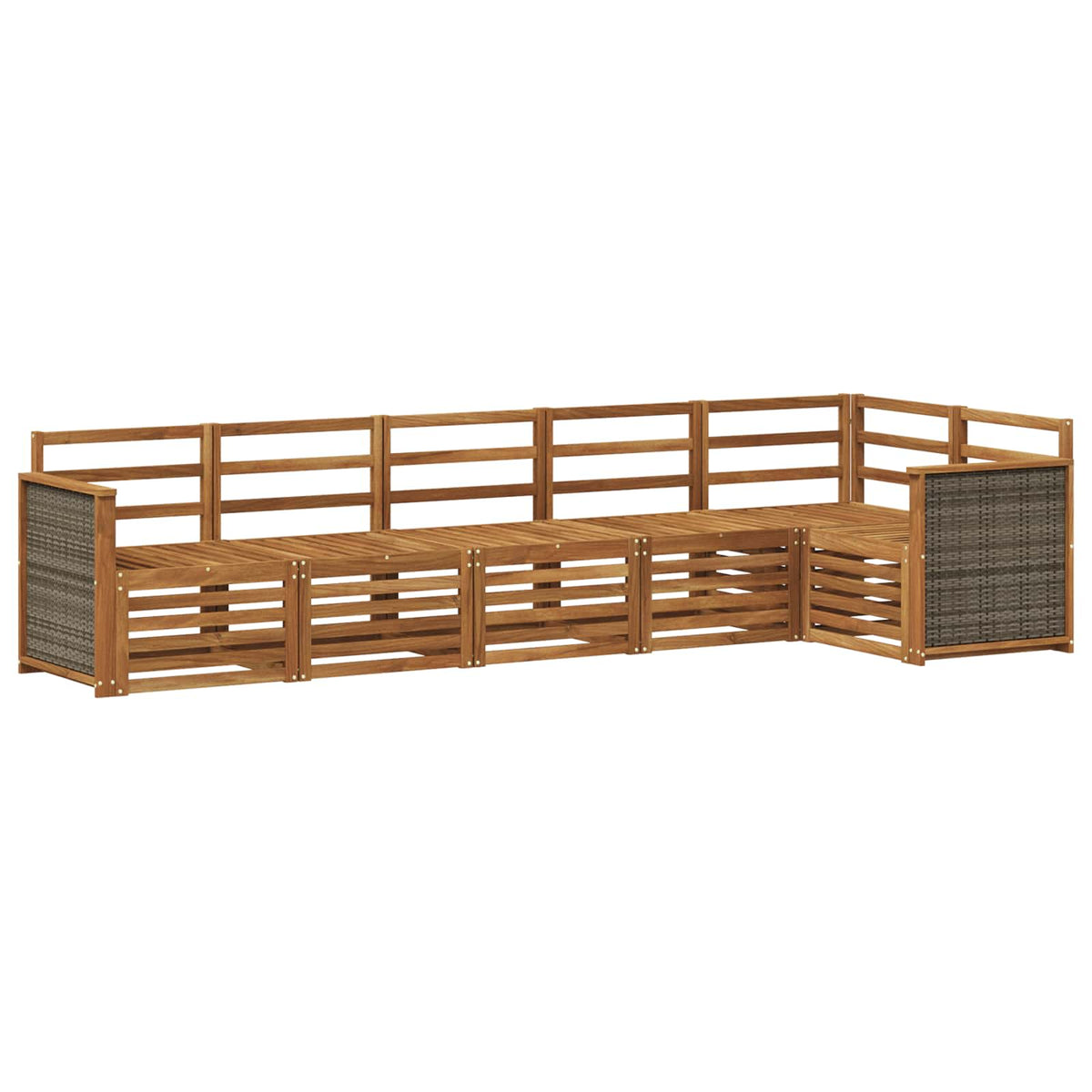 Outdoor Sofa Set 6 pcs 6-Seaters Natural Solid Acacia Wood
