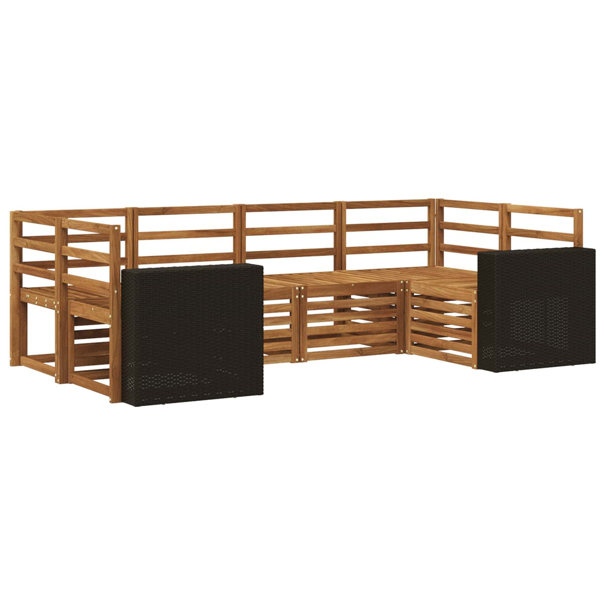 Outdoor Sofa Set 6 pcs 6-Seaters Natural Solid Acacia Wood