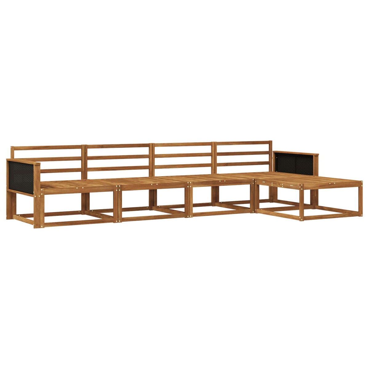 Outdoor Sofa Set 5 pcs 5-Seaters Natural Solid Acacia Wood