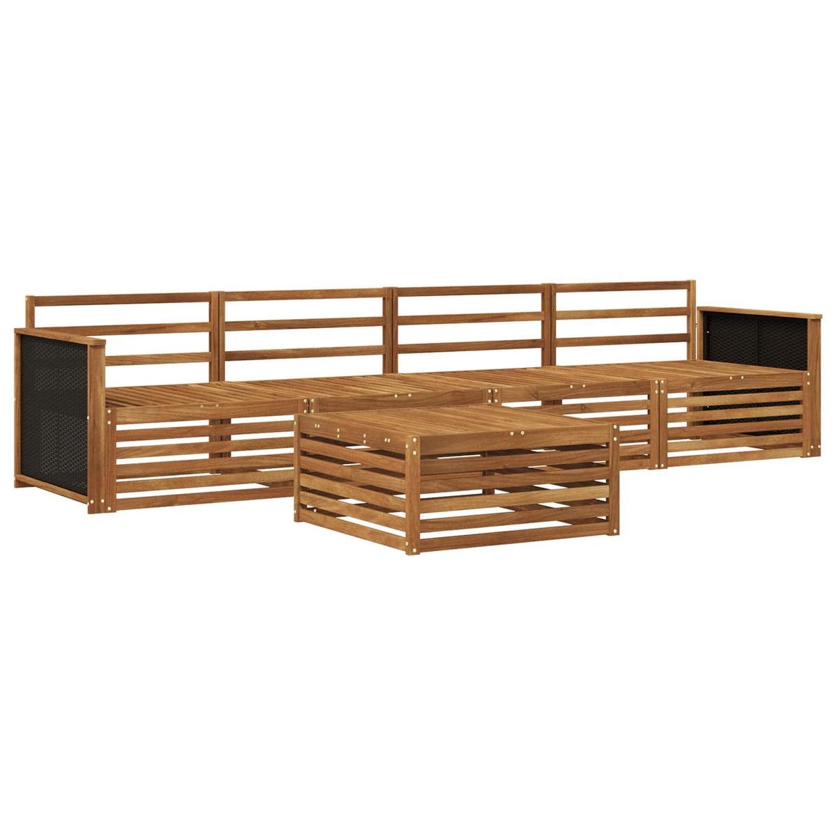 Outdoor Sofa Set 5 pcs 4-Seaters Natural Solid Acacia Wood