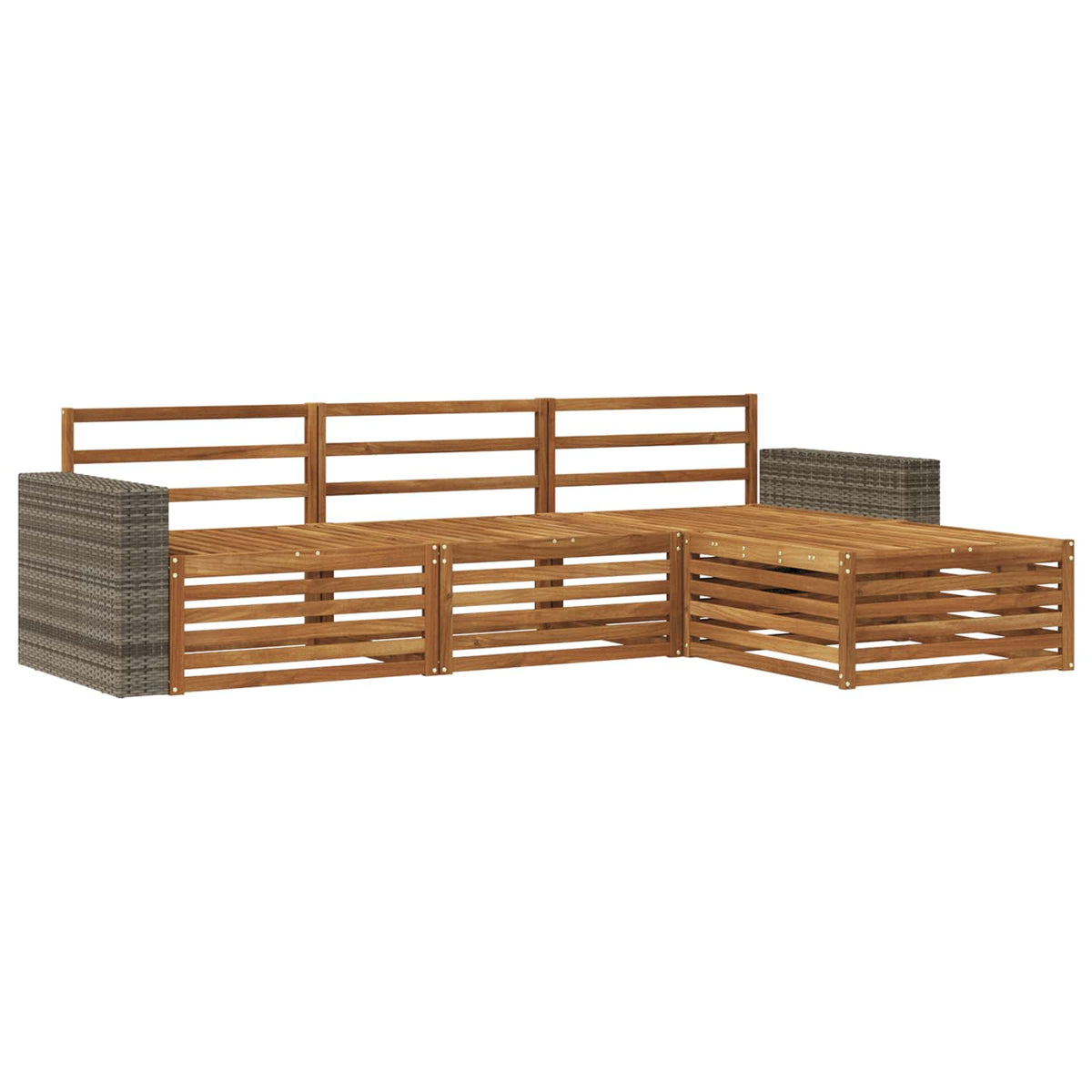 Outdoor Sofa Set 4 pcs 4-Seaters Natural Solid Acacia Wood