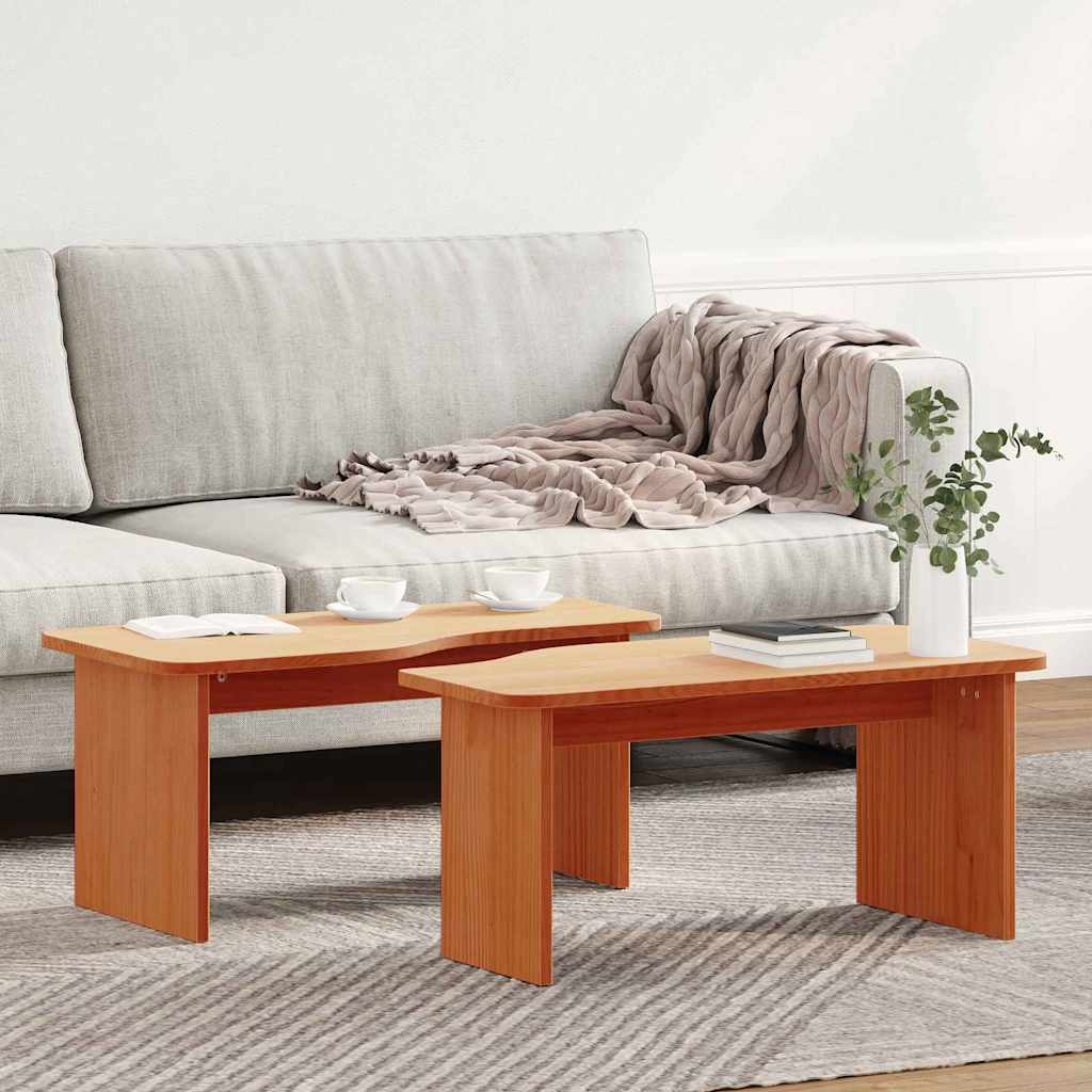 Coffee Table 2 pcs Wax Brown 100 x 69 x 35.5 cm Solid pine wood