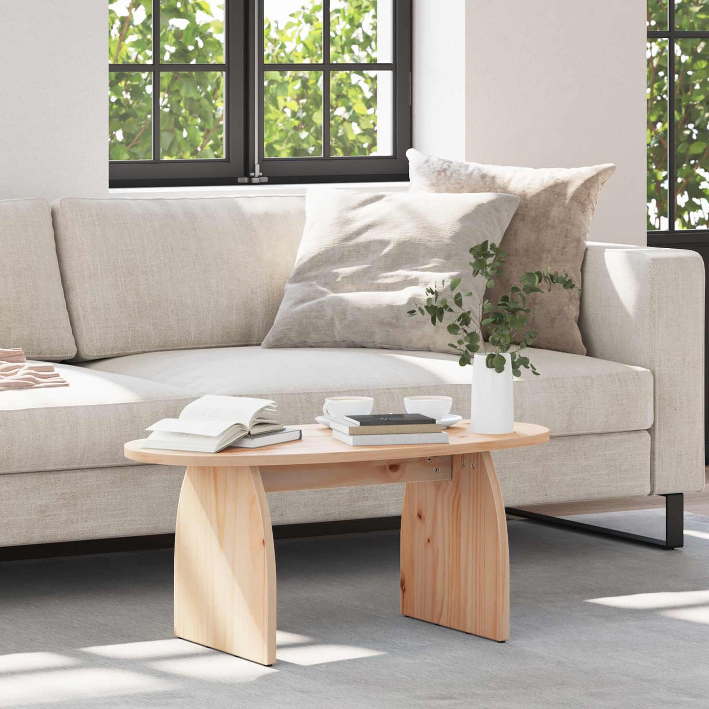 Coffee Table Brown 80 x 40 x 35 cm Solid Pine Wood