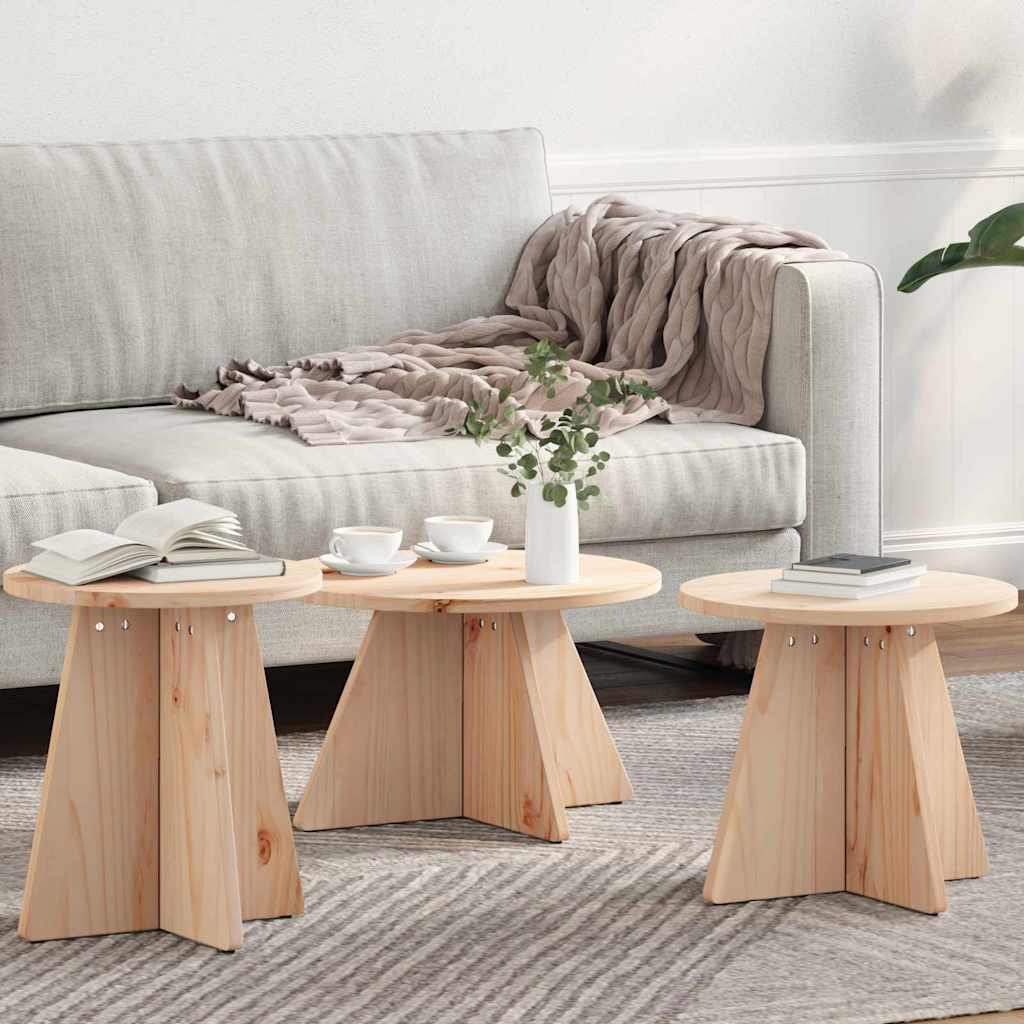 Coffee Table 3 pcs Natural 49 x 49 x 30 cm