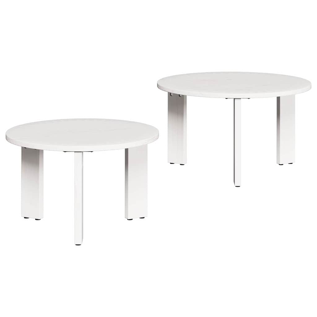 Coffee Table 2 pcs White 47.5 x 47.5 x 27 cm Solid Pine wood