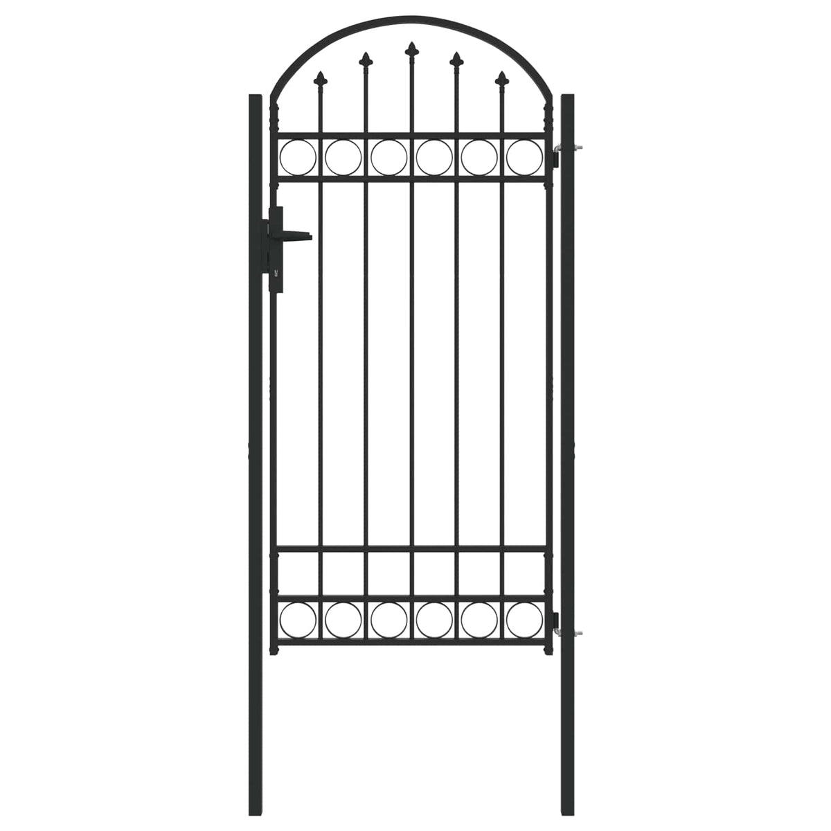 Fence Gate ASSEN 100 x 195 cm Lockable Powder-Coated Steel Grey