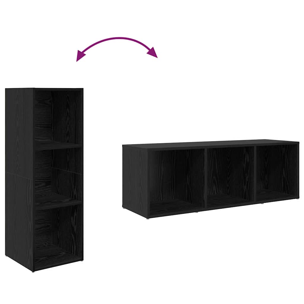TV Cabinet Set 72 x 35 x 37 cm Black Engineered Wood