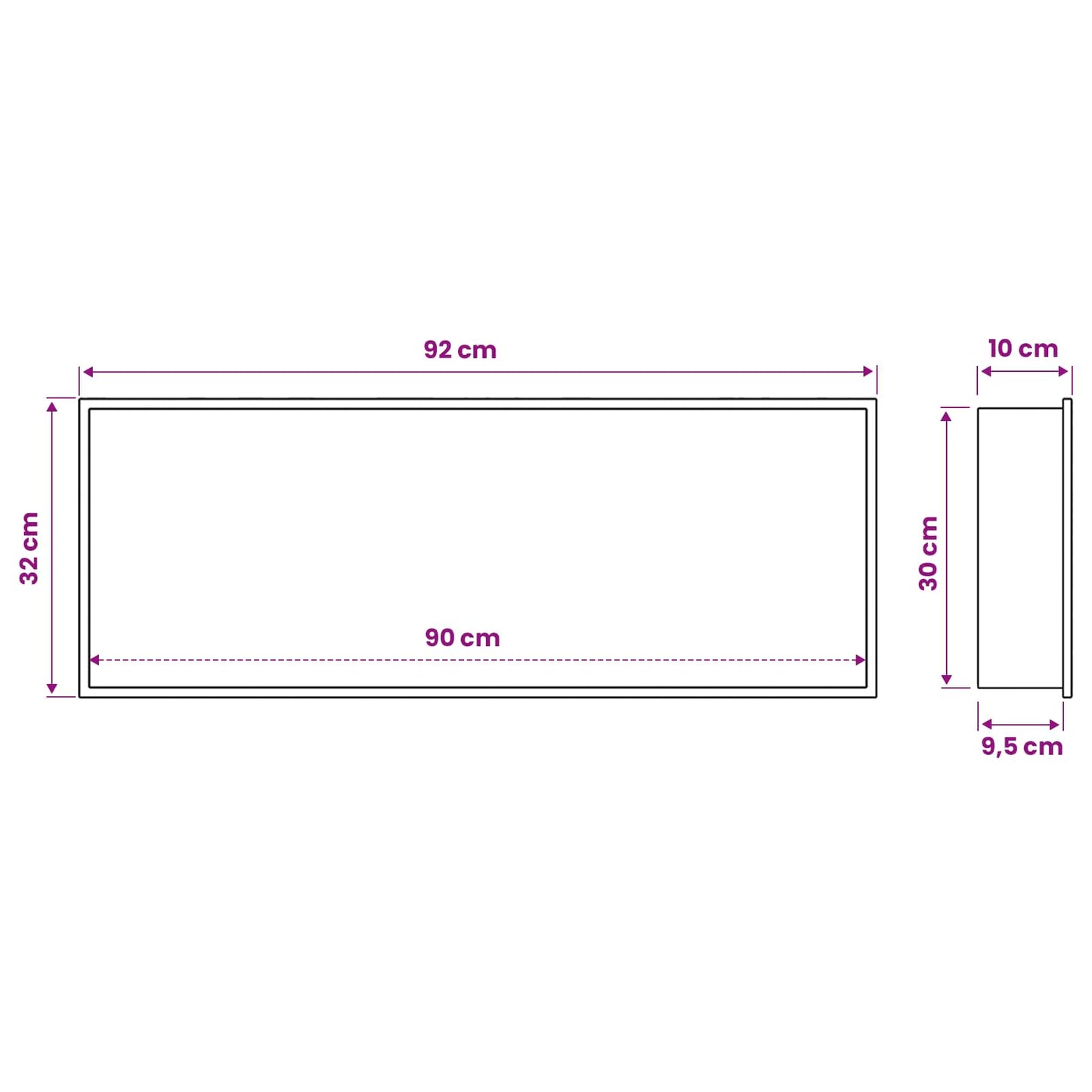 Shower Niche White 90 x 30 x 9.5 cm Stainless Steel