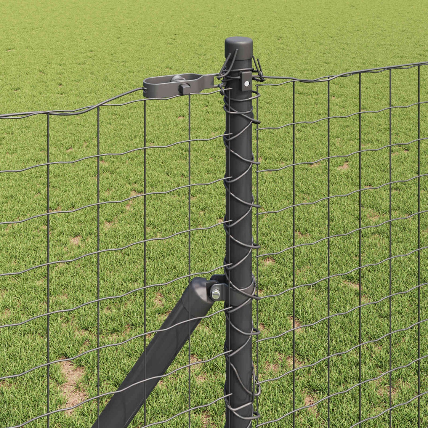 Fence Post 12 pcs Grey Powder-coated steel
