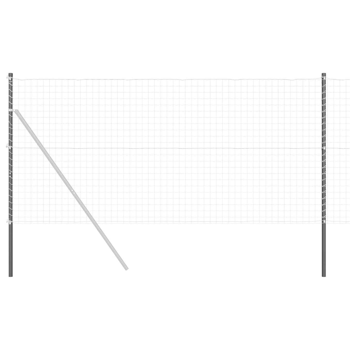 Fence Post 12 pcs Grey Powder-coated steel