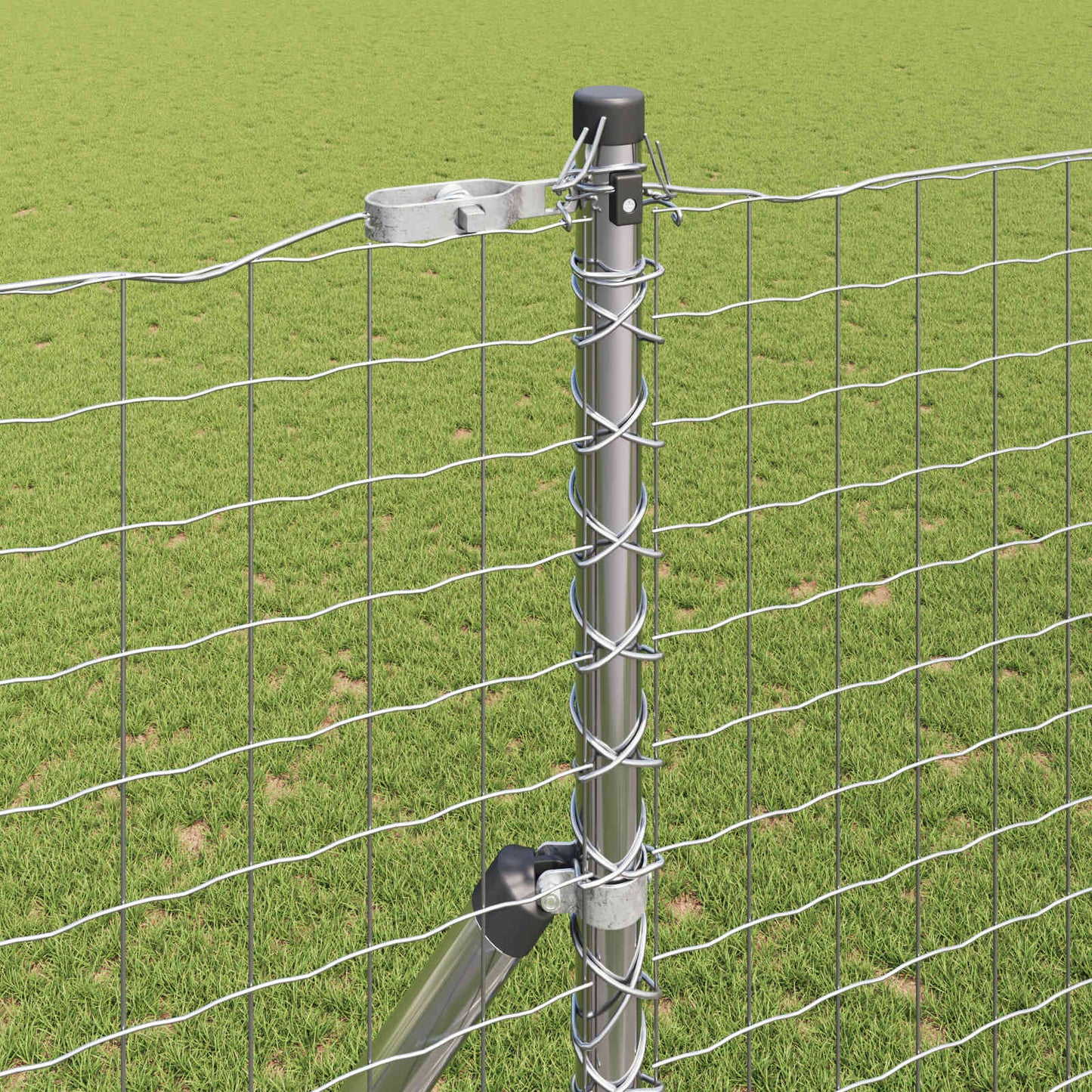 Fence Post 12 pcs Silver Powder-coated steel