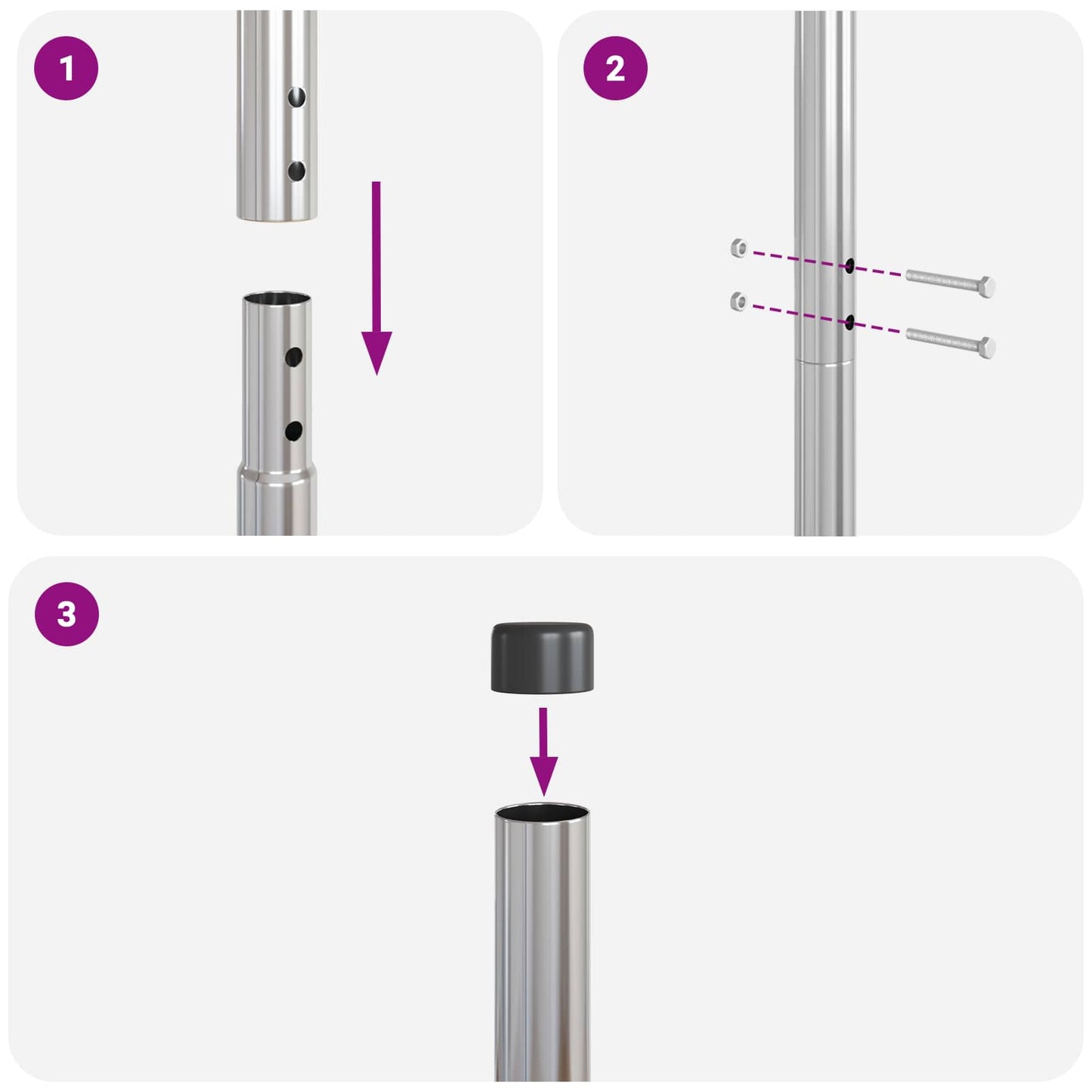 Fence Post 12 pcs Silver Powder-coated steel