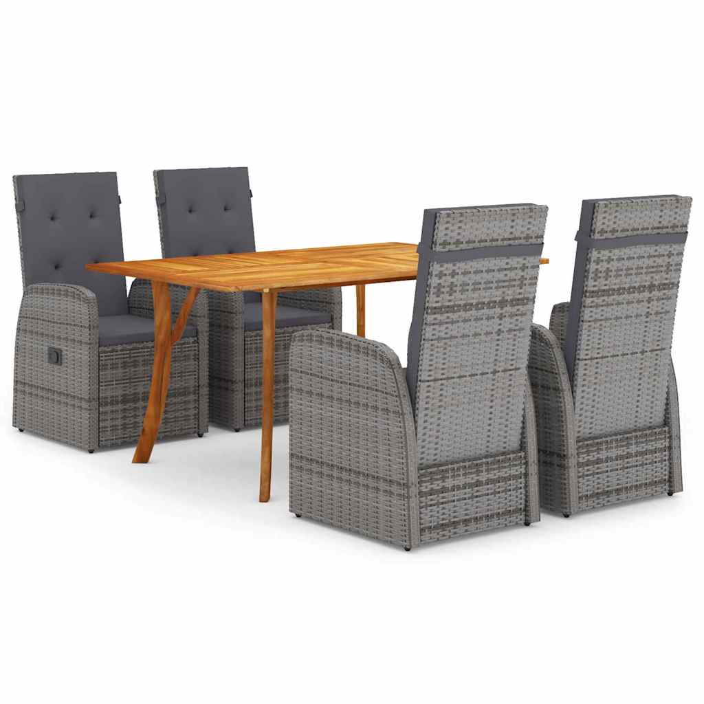 Garden Dining Set 5 pcs Grey Poly Rattan