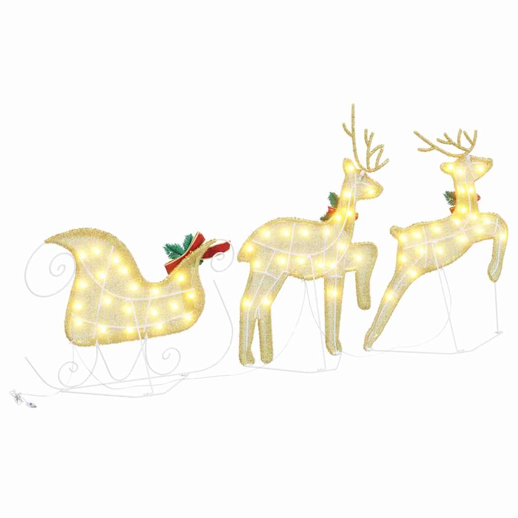LED Reindeers 3 pcs Warm White 43 x 18 x 66 cm Fabric