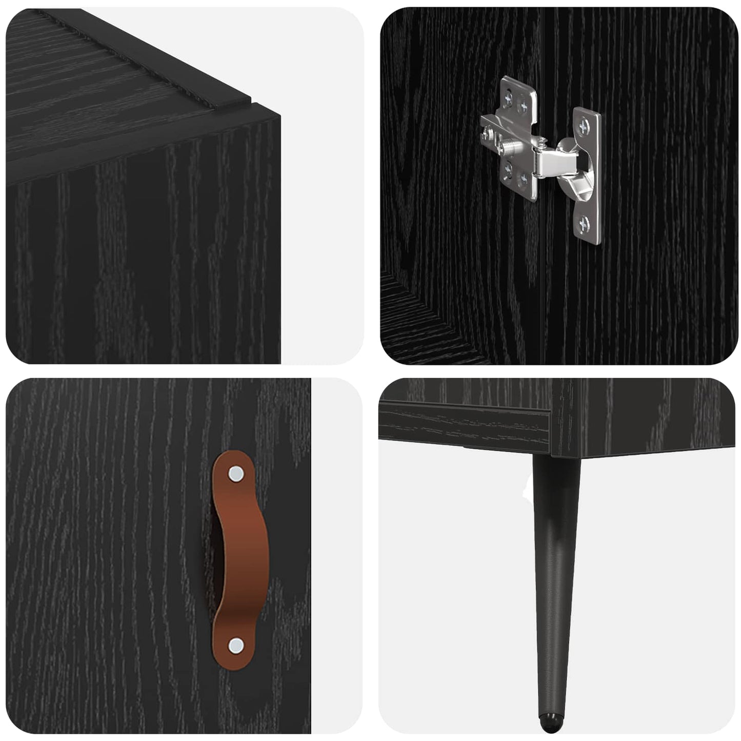 Sideboard Black Oak 89.5 x 34 x 80 cm Engineered Wood