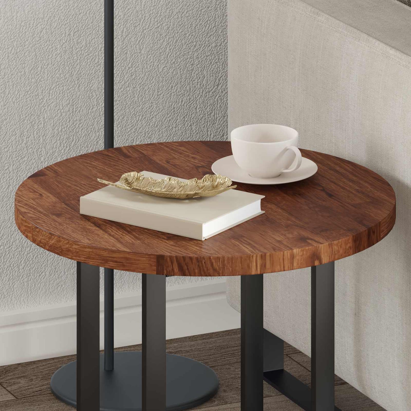Table Top Ø 50 x 2.5 cm Round Solid Oak Wood Light Brown