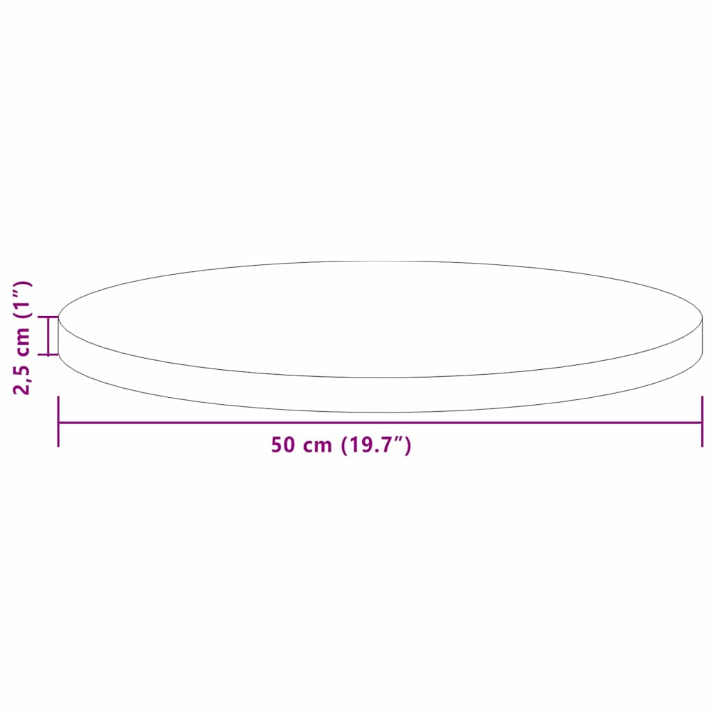 Table Top Ø 50 x 2.5 cm Round Solid Oak Wood Light Brown
